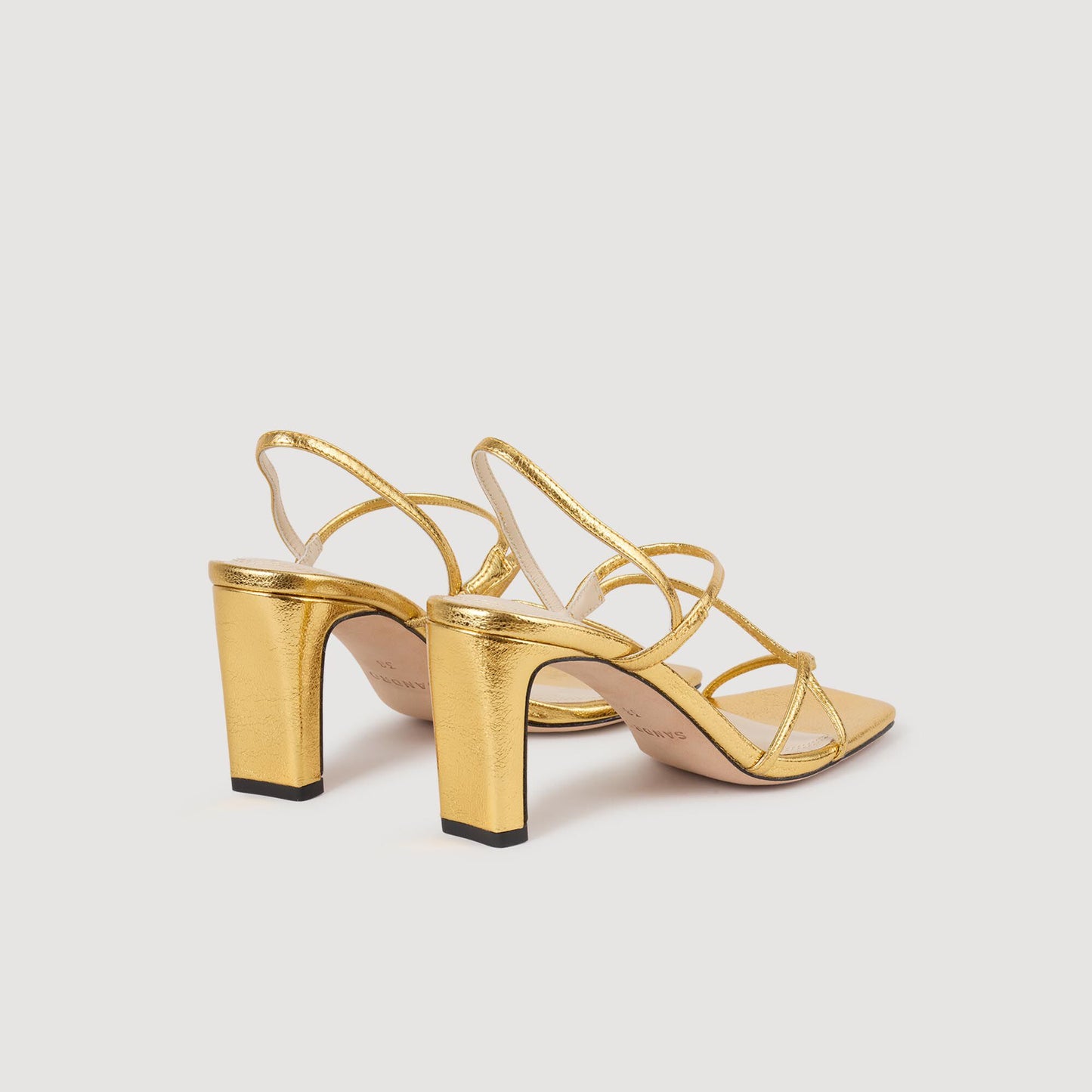 Embossed Leather Sandals Gold