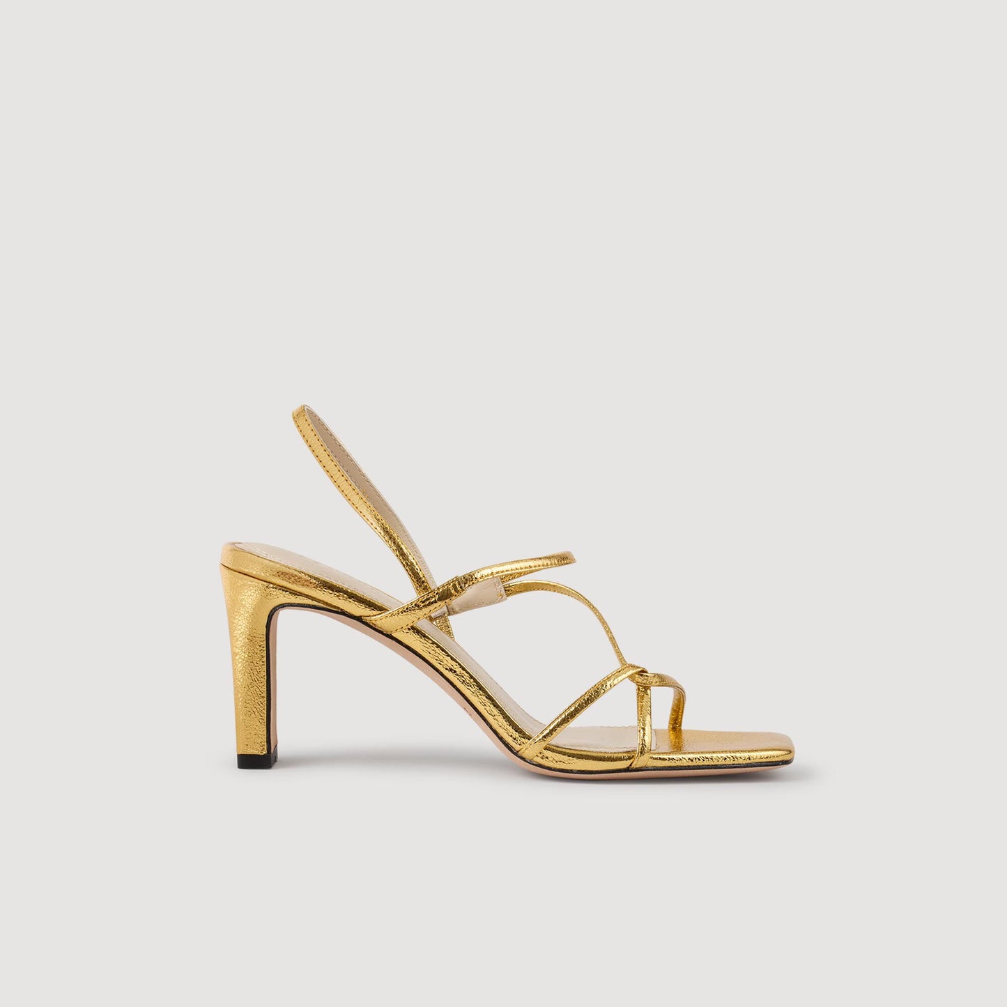 Embossed Leather Sandals Gold