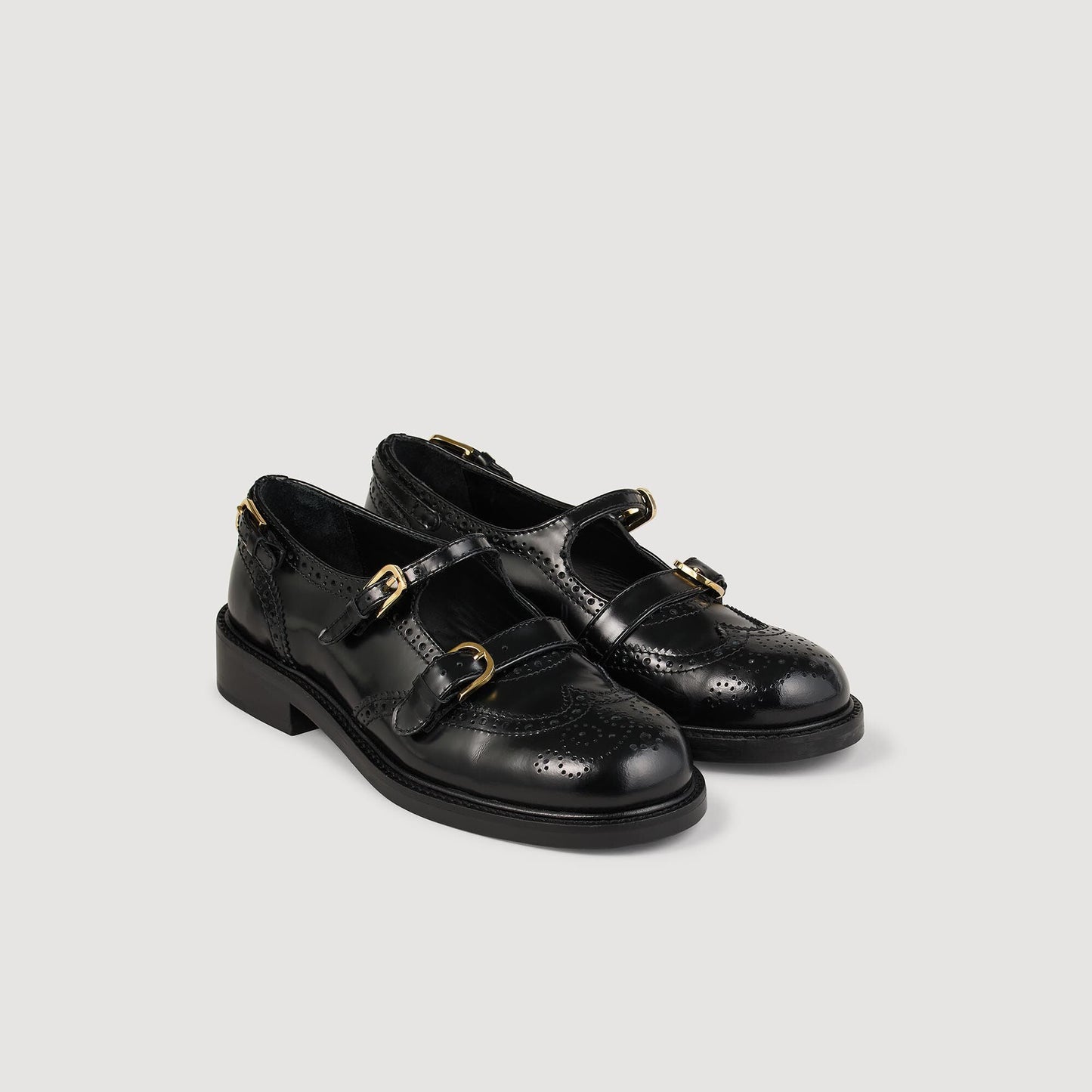 Multi-Buckle Open Derbies Black