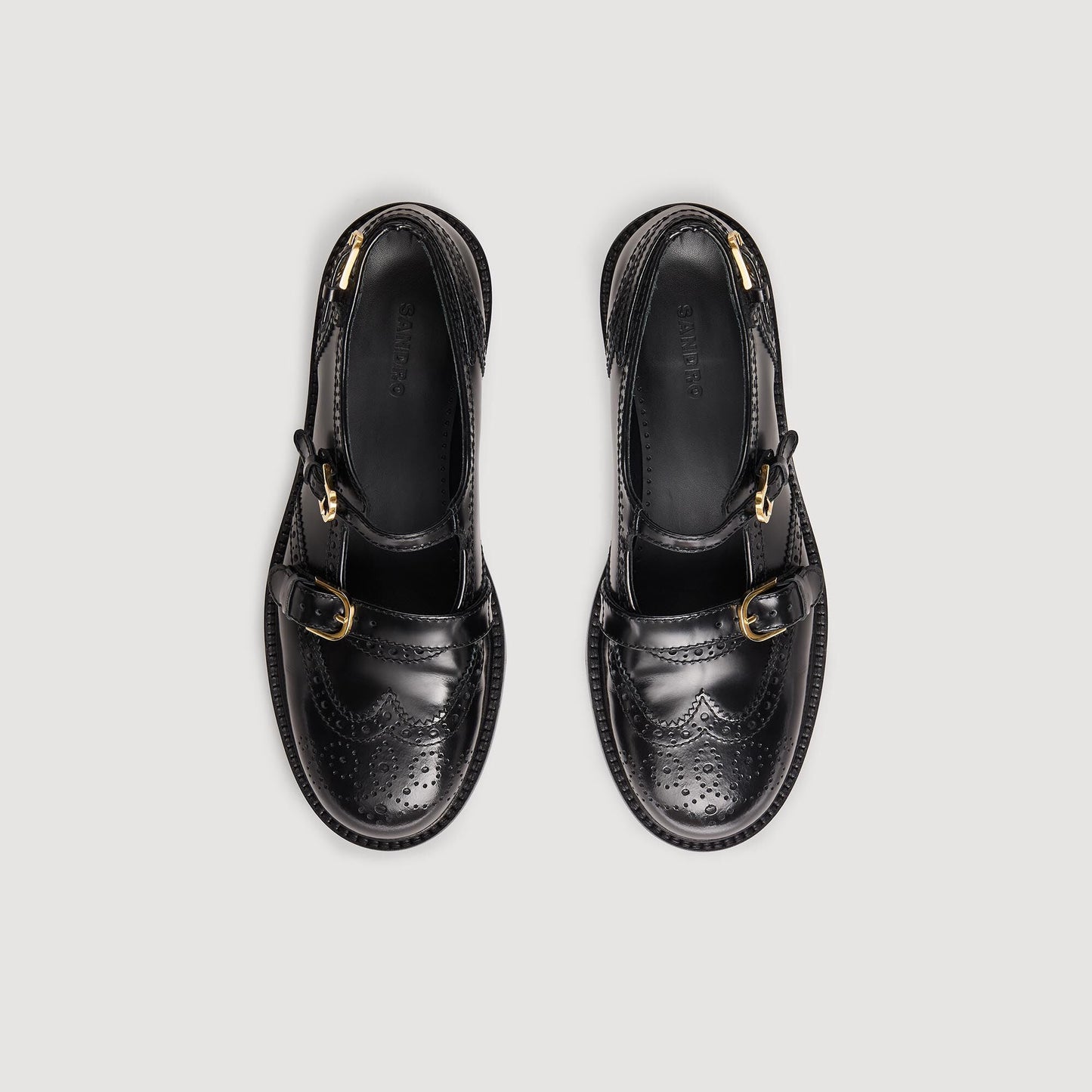 Multi-Buckle Open Derbies Black