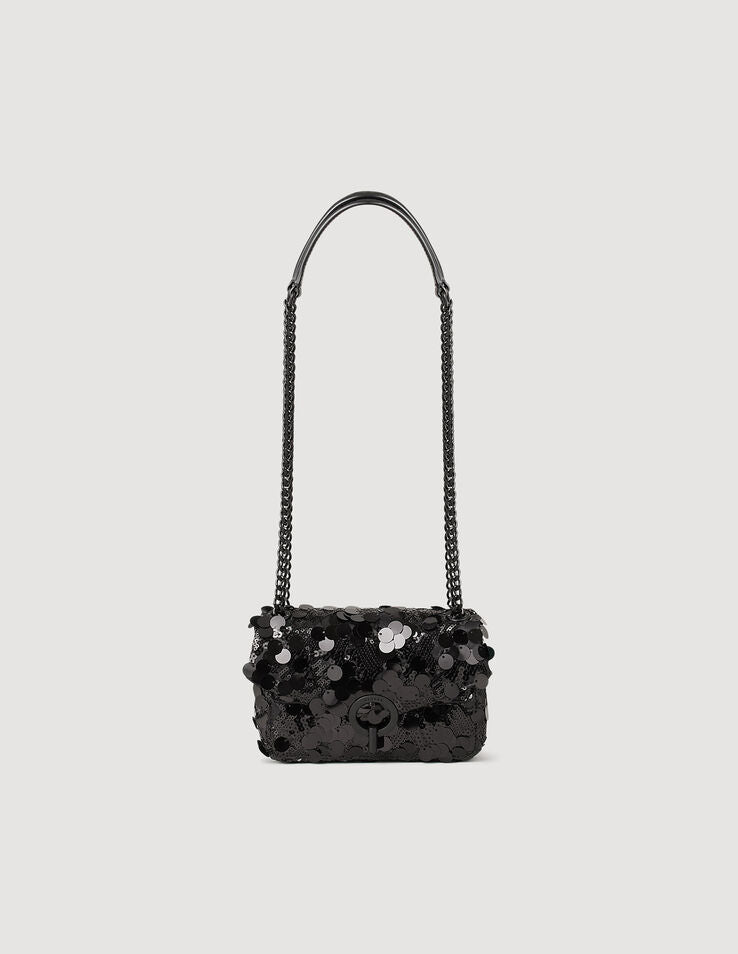 Sandro Sweet Janet Chain Leather Shoulder Bag - Black