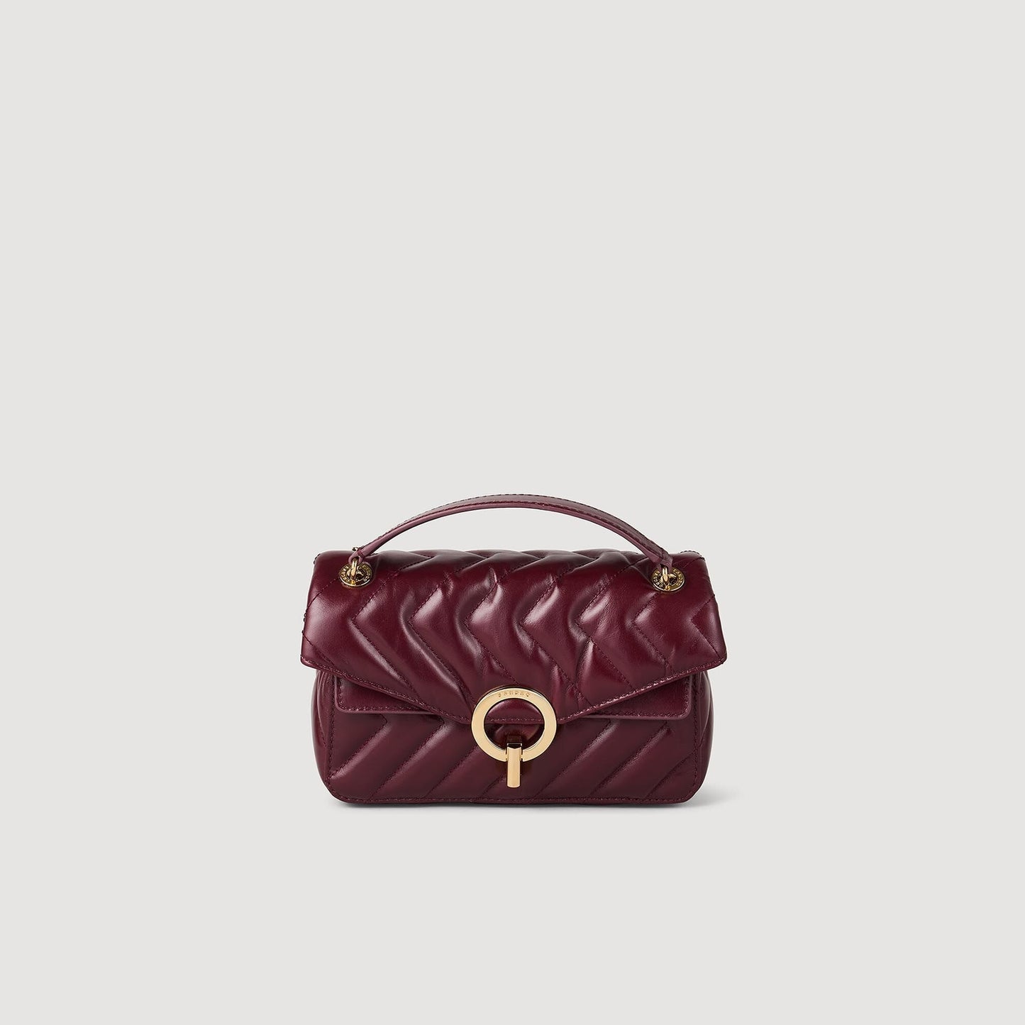 Yza Small Plain Leather Bag Bordeaux
