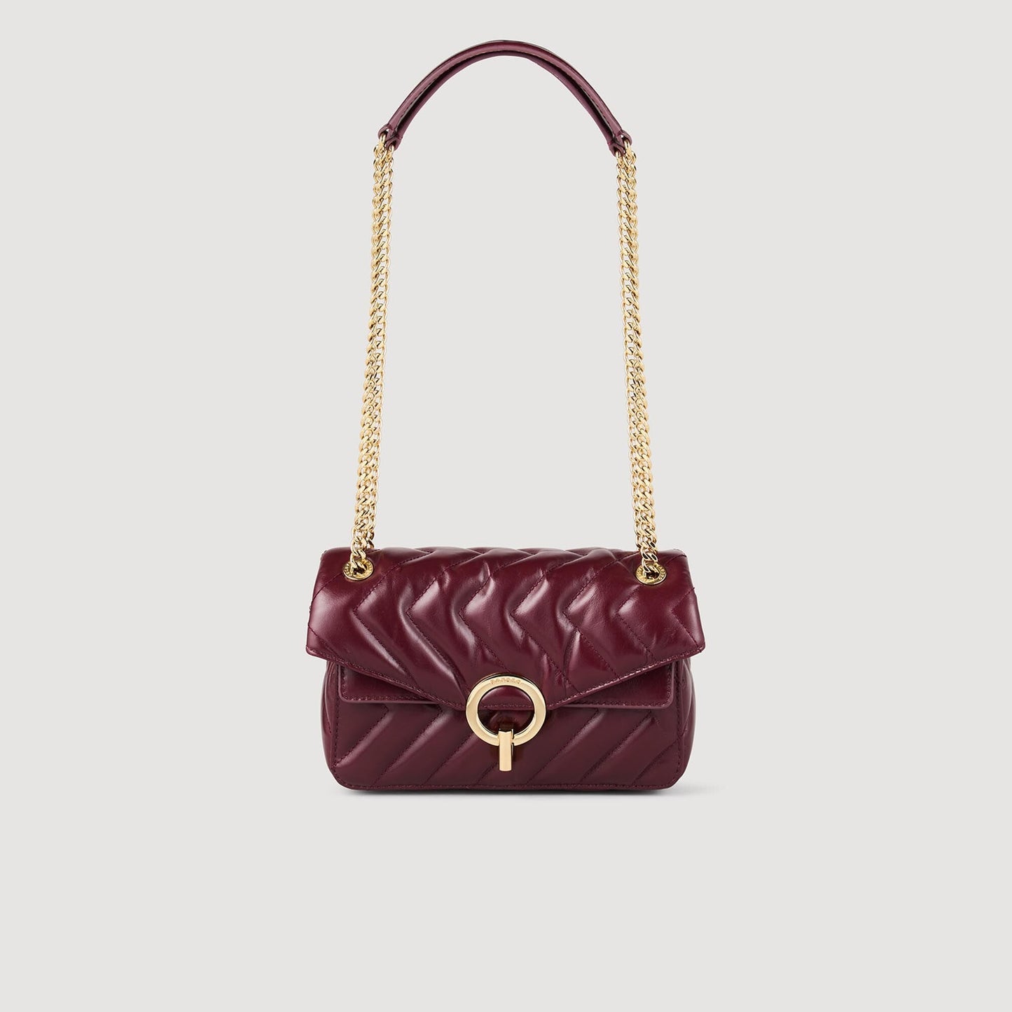 Yza Small Plain Leather Bag Bordeaux
