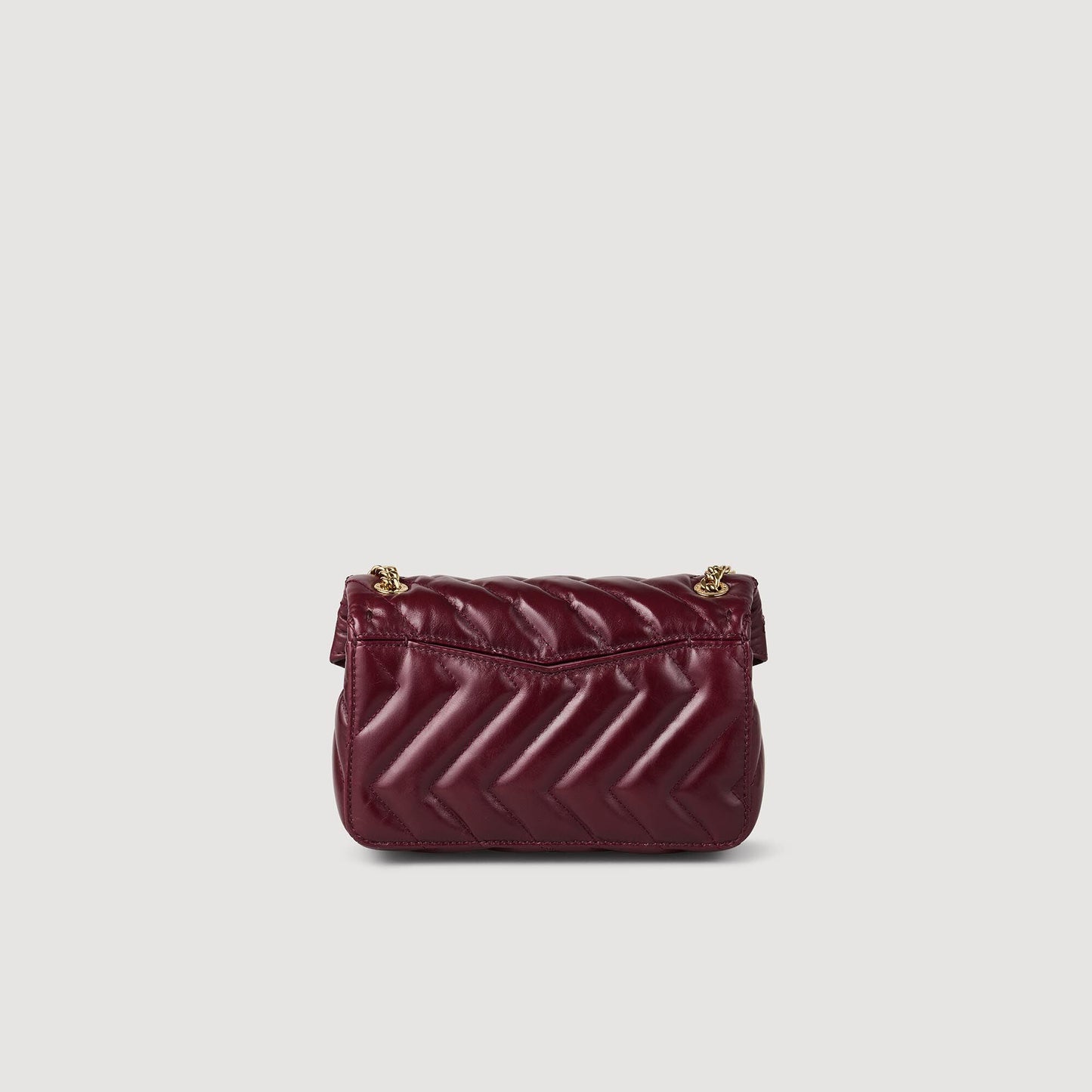 Yza Small Plain Leather Bag Bordeaux