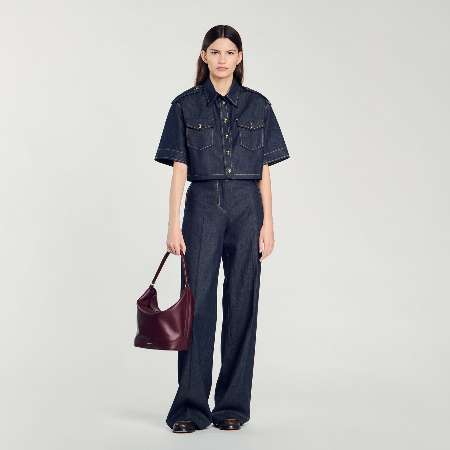 Leather Bucket Bag Tangoso Bordeaux