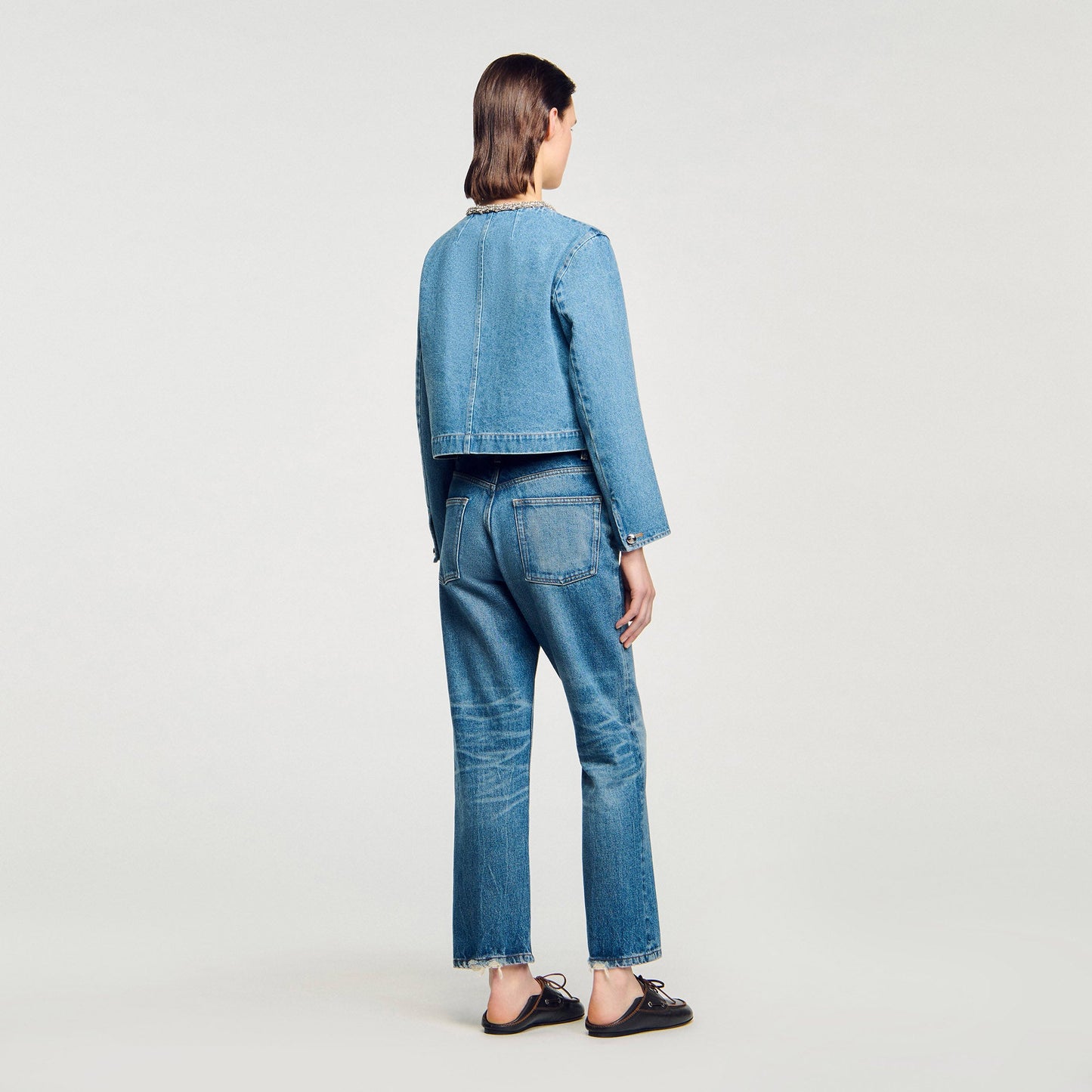 Erzelia Rhinestone Denim Jacket Blue Jean