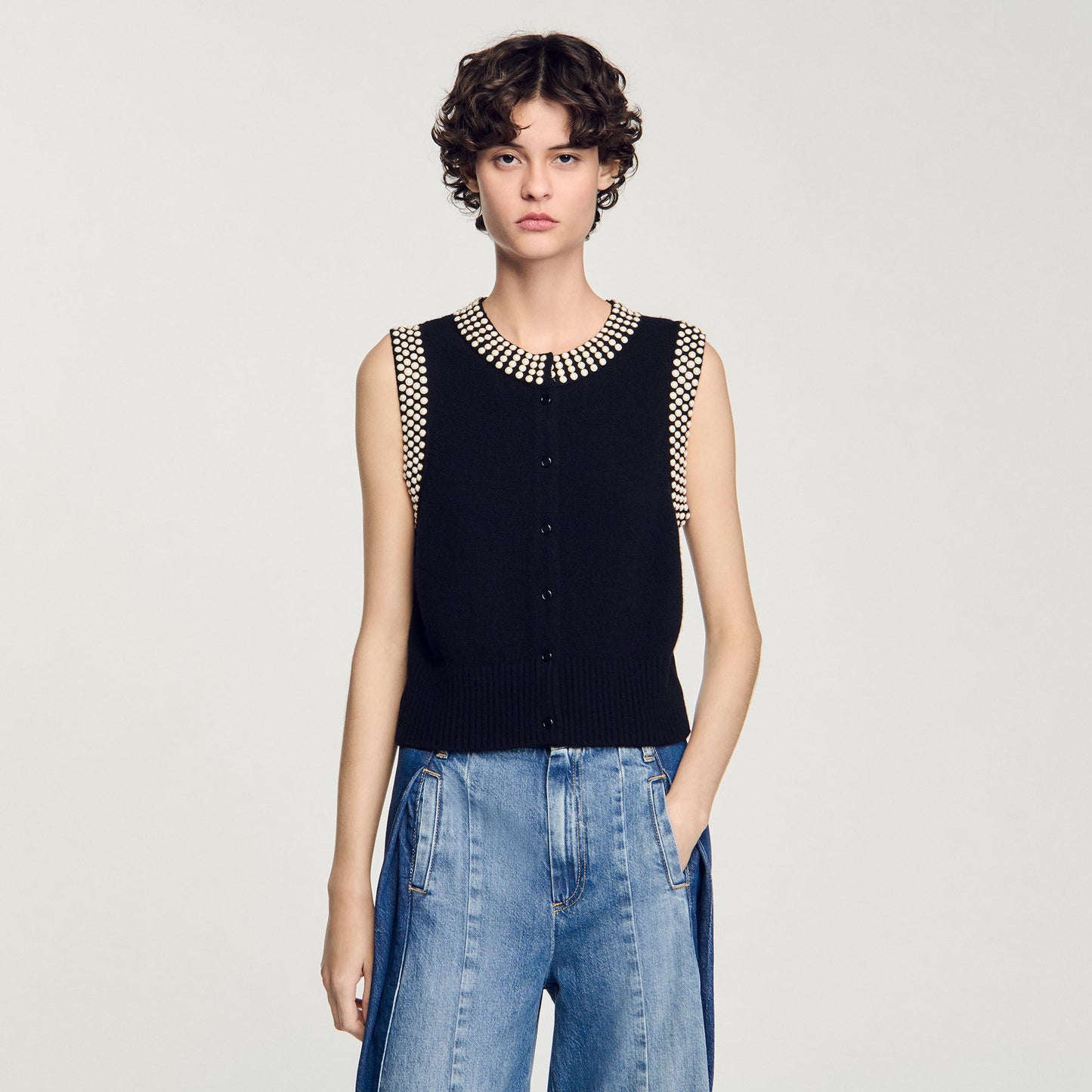 Studded Waistcoat Black