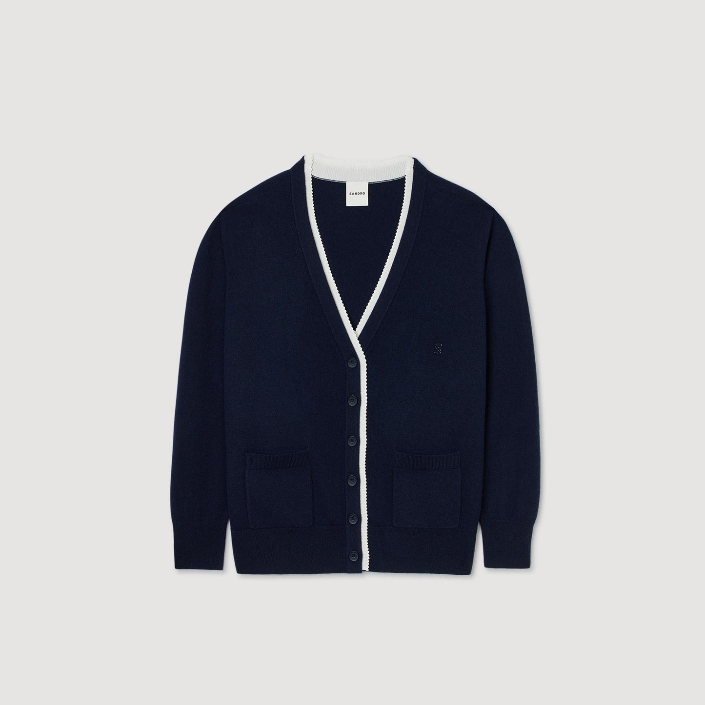 Basile Long Two-Tone Cardigan Navy Blue
