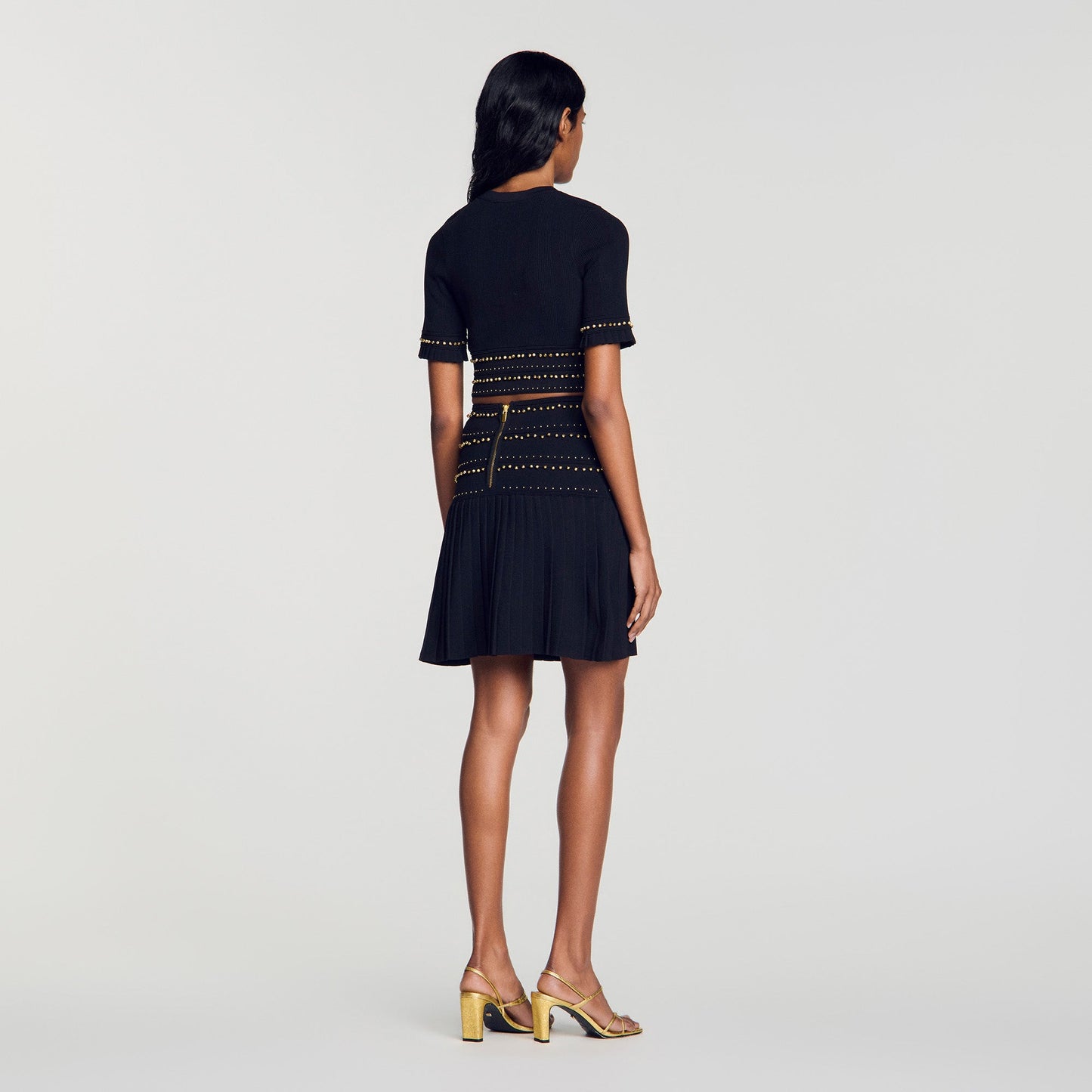 Oria Cropped cardigan with tassels Black