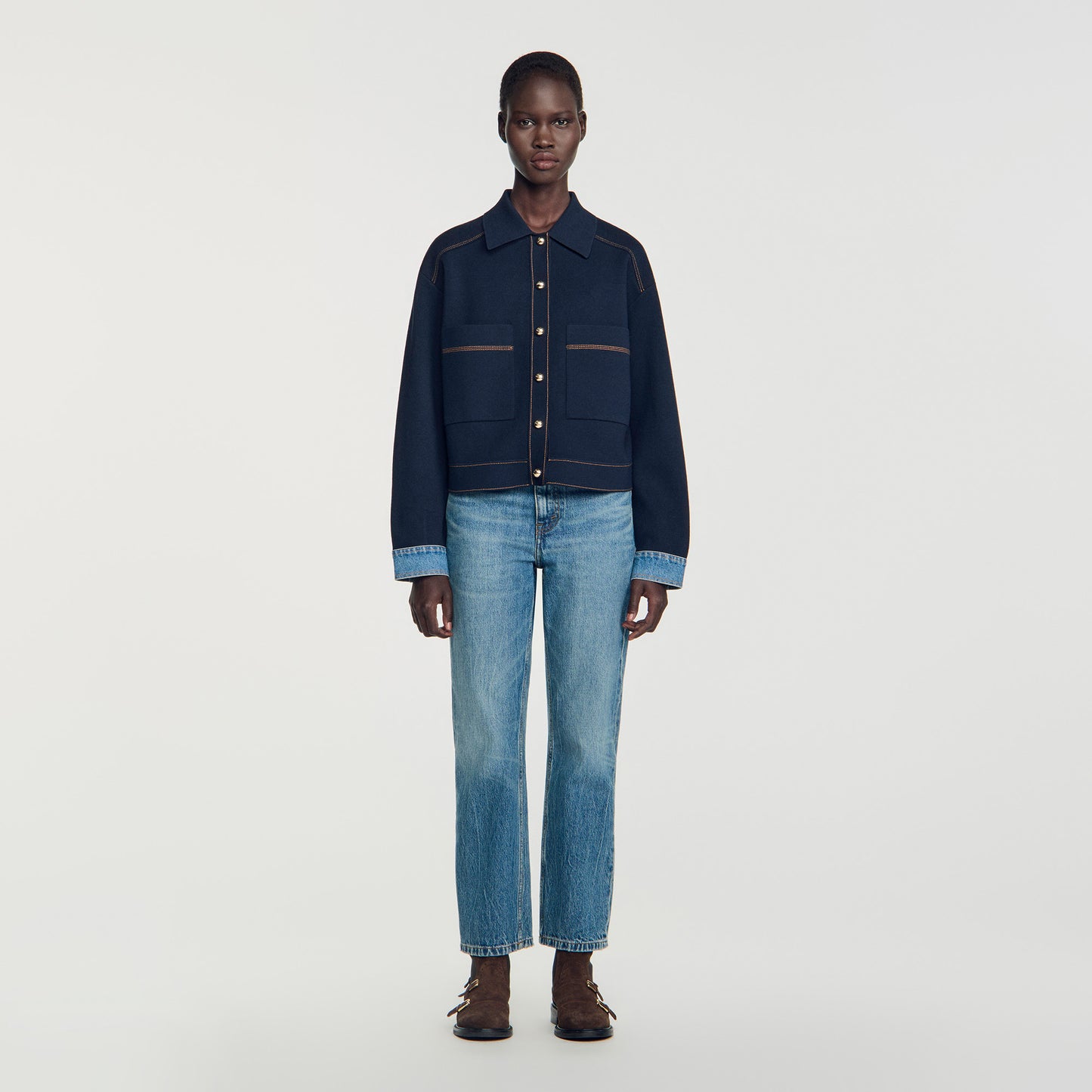 Christopher Jacket-effect cardigan Navy Blue