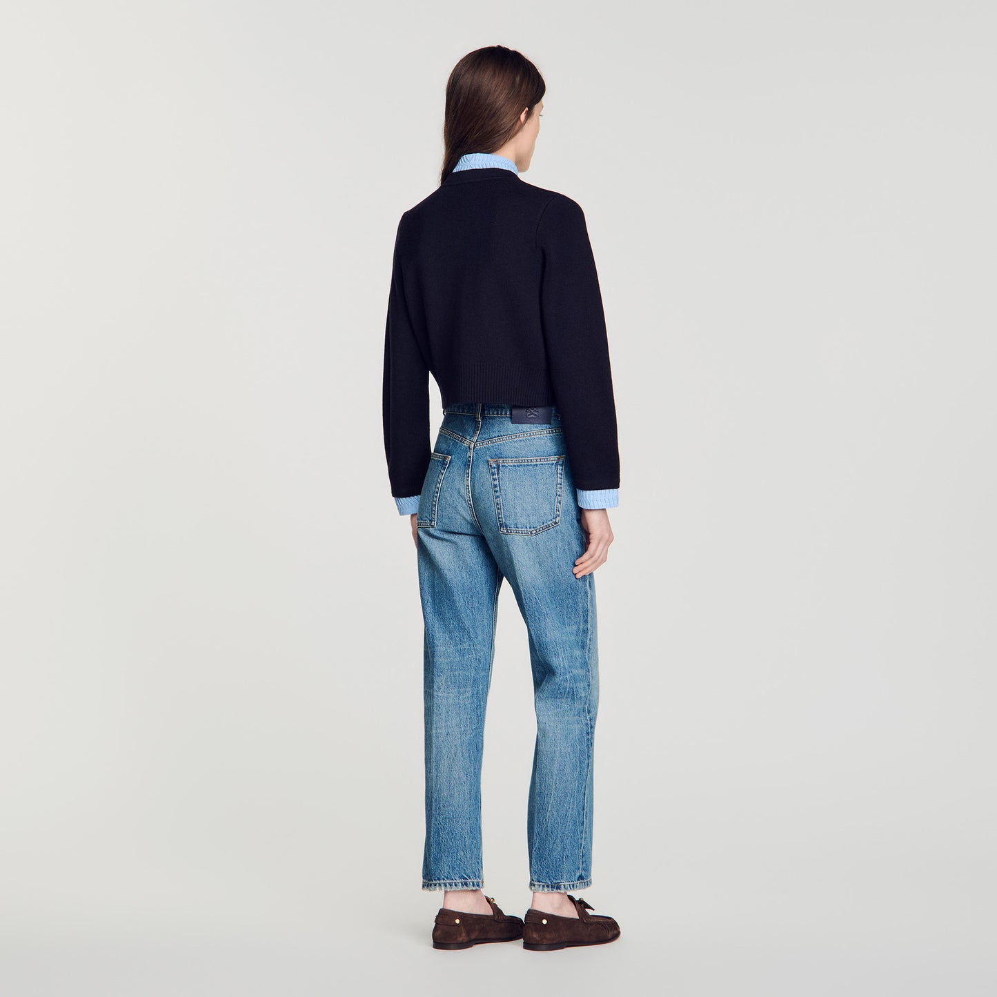 Anthony Two-tone origami collar cardigan Navy Blue