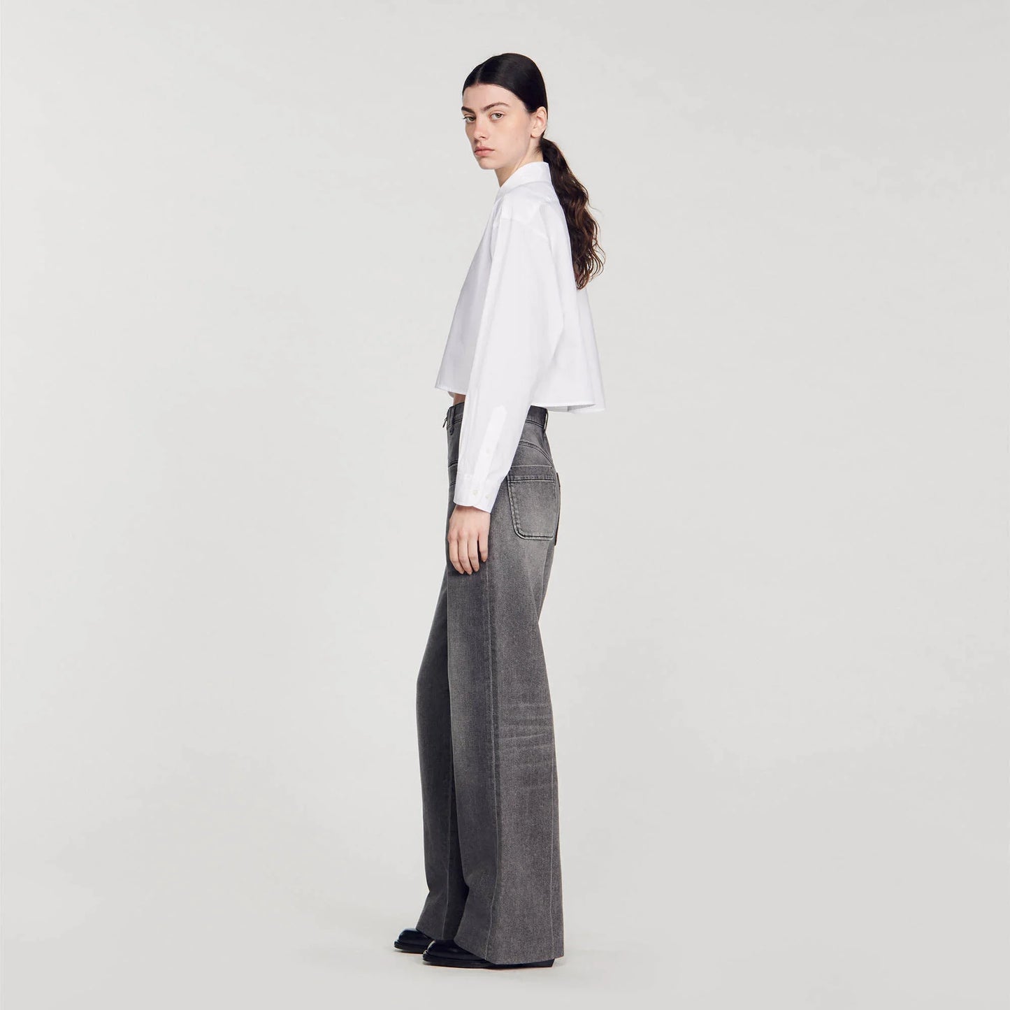 Cropped Poplin Shirt white