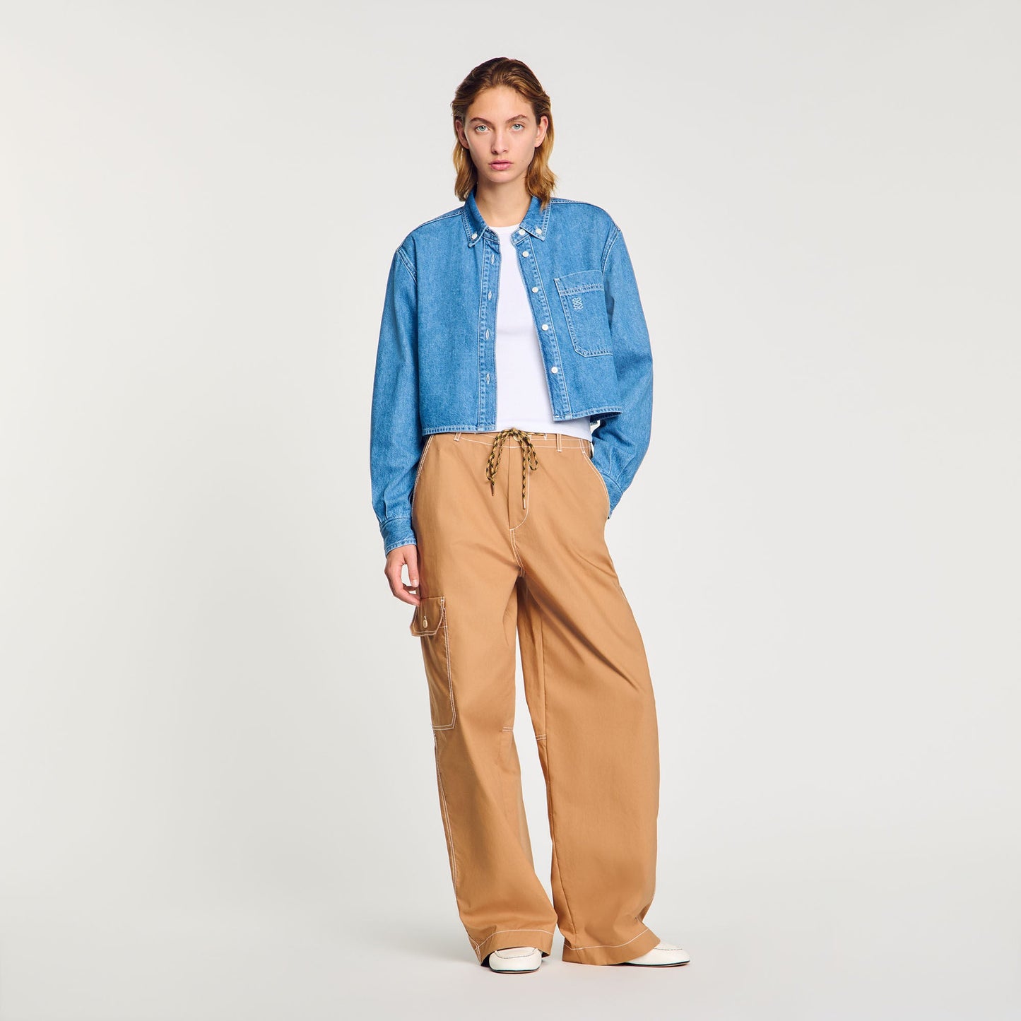 Denim Cropped Shirt Blue Jean