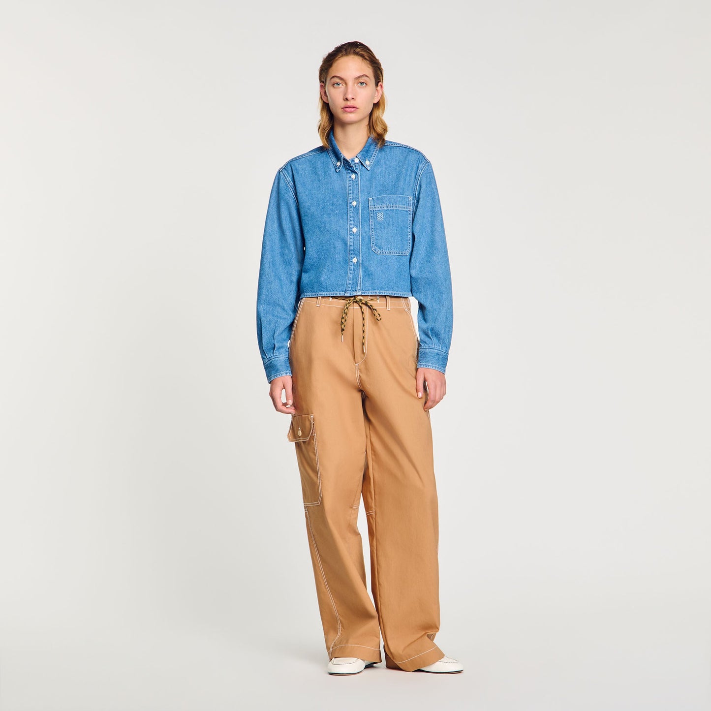 Denim Cropped Shirt Blue Jean