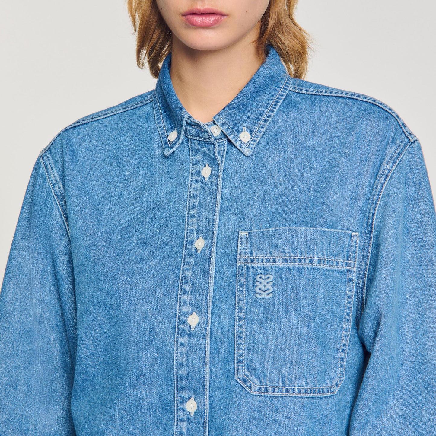 Denim Cropped Shirt Blue Jean
