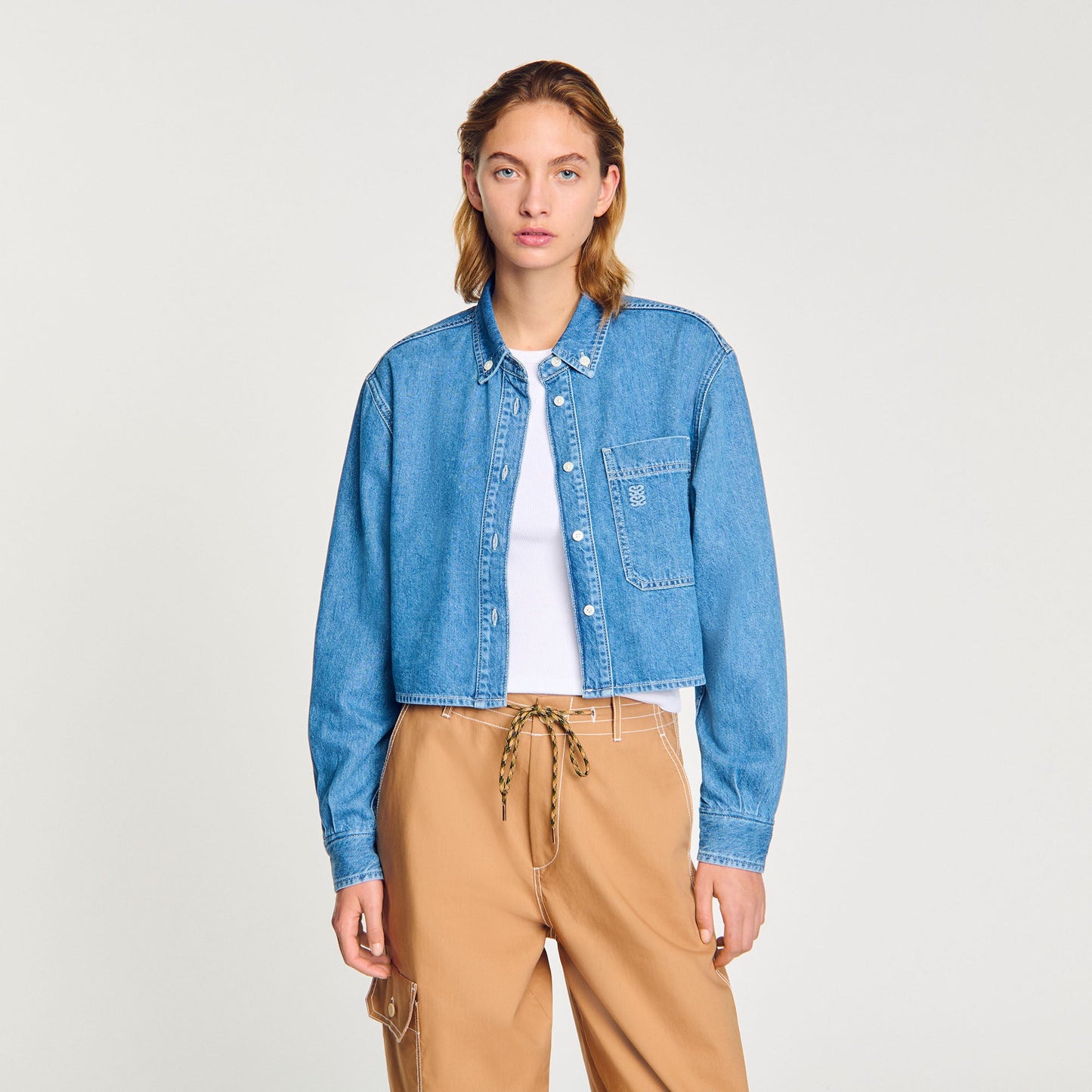 Denim Cropped Shirt Blue Jean