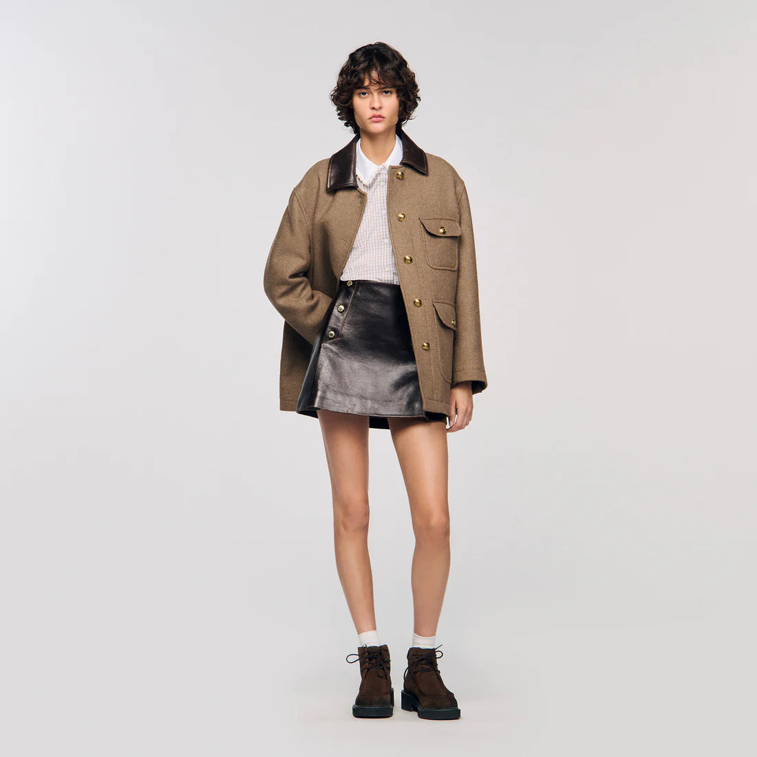 Orphee Check Flannel Shirt Beige / White