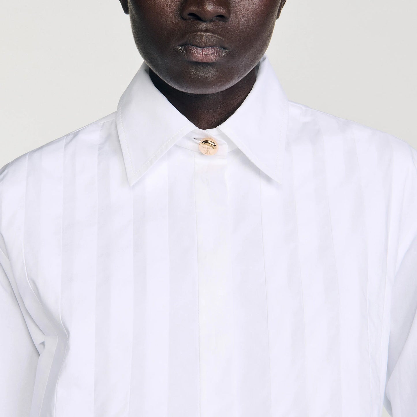 Andie Pleated Cropped Shirt White