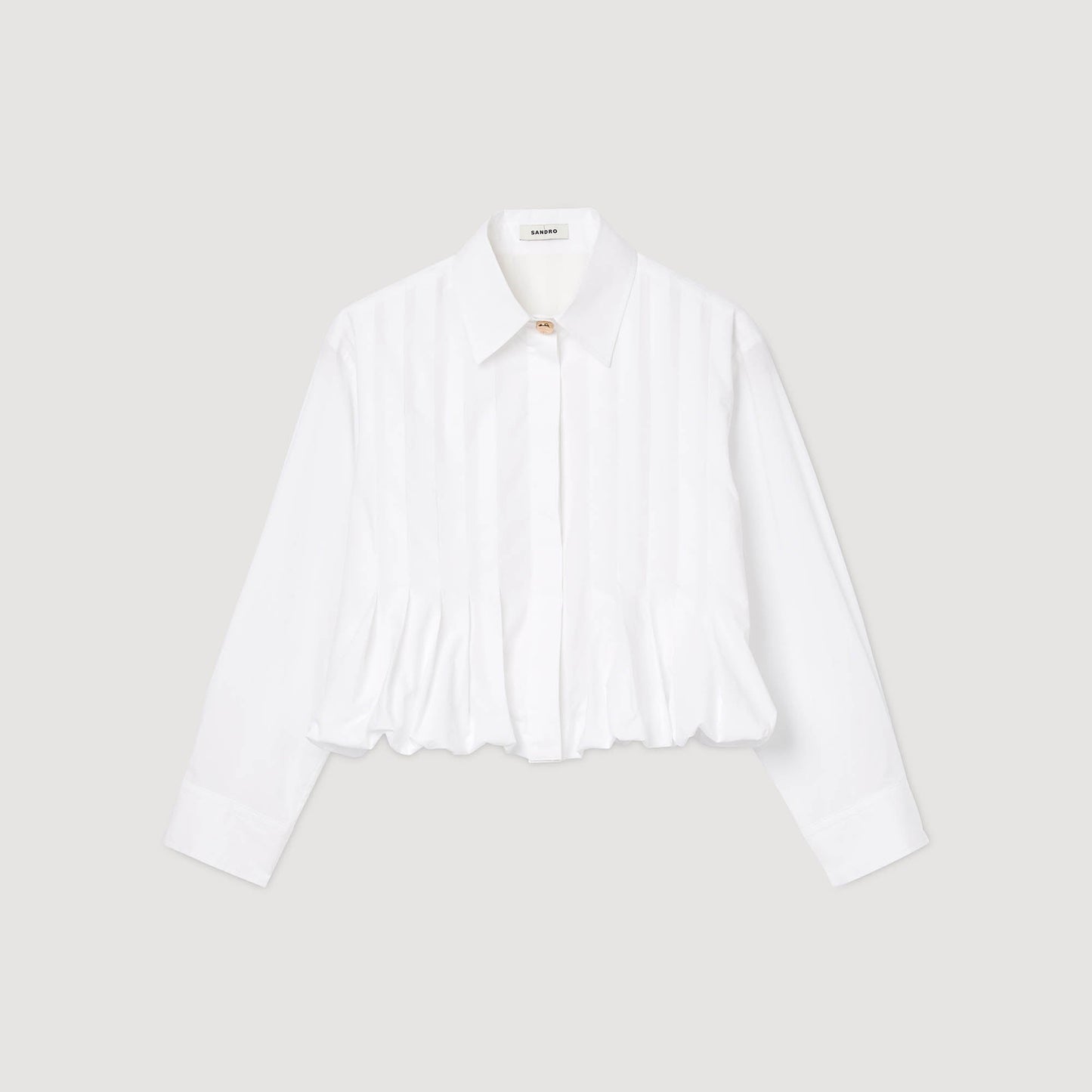 Pleated Cropped Shirt White