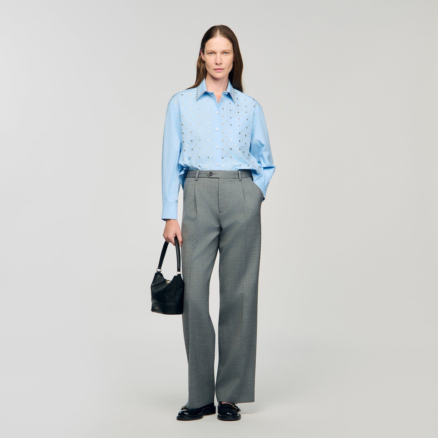 Eloane Rhinestone shirt Sky Blue