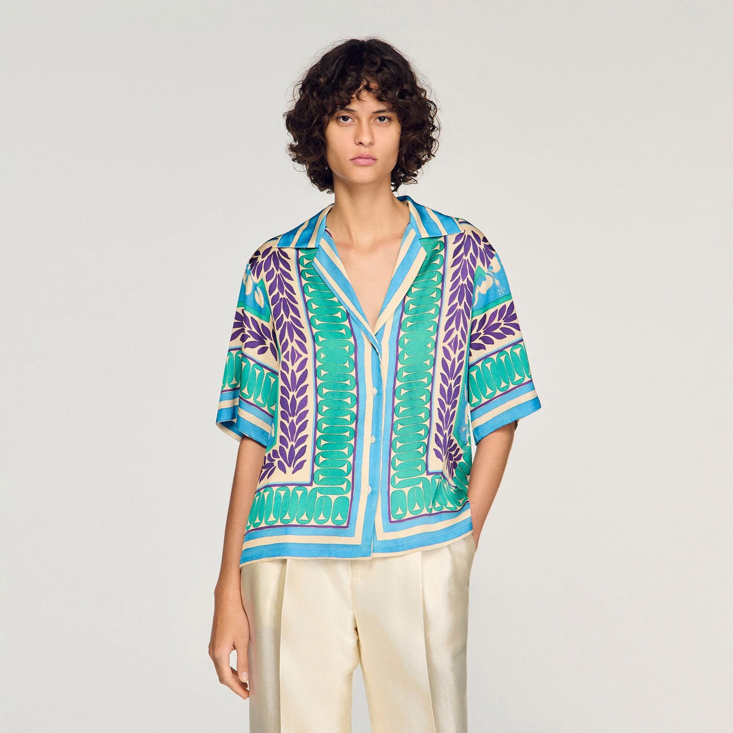 Solange Flower Print Shirt Green / Purple