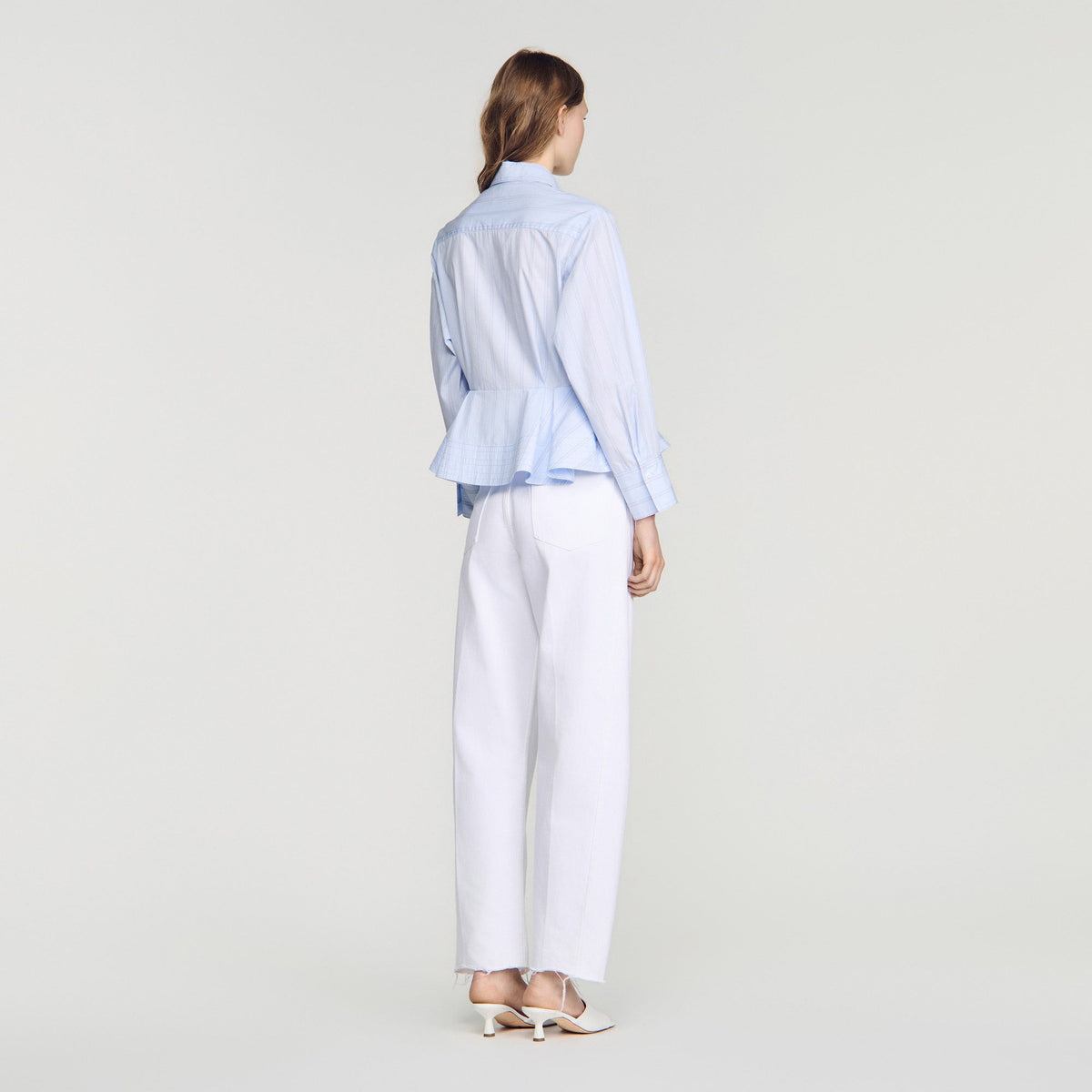 Coralya Striped peplum shirt Sky Blue