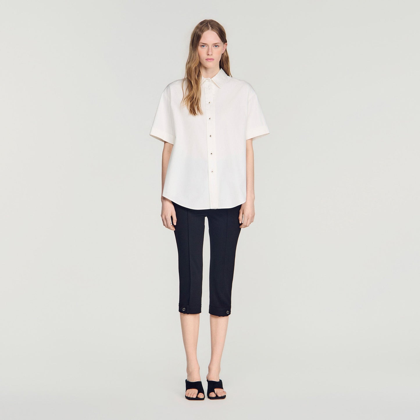 Roccalina Pleated back shirt Ecru