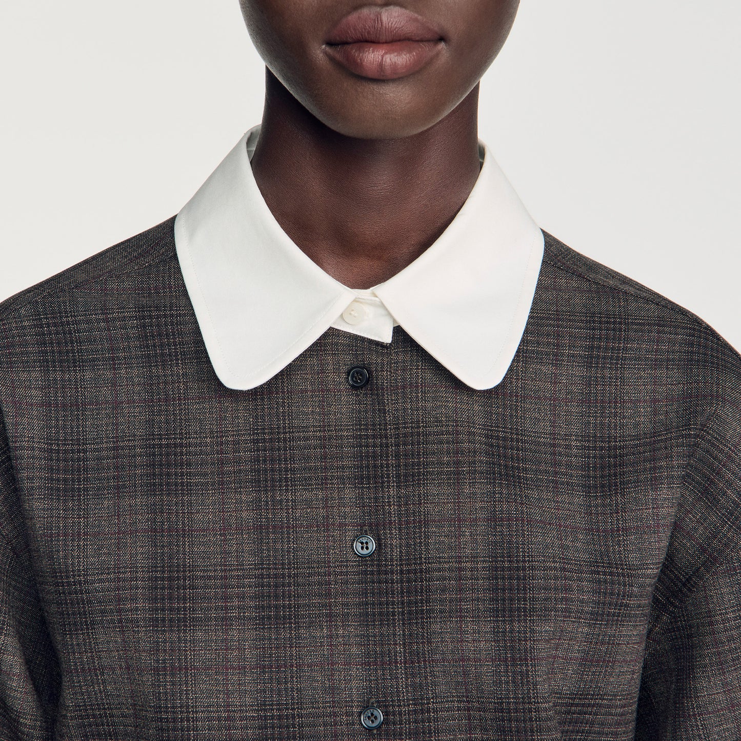 Dakota Check shirt with contrast collar Dark Grey