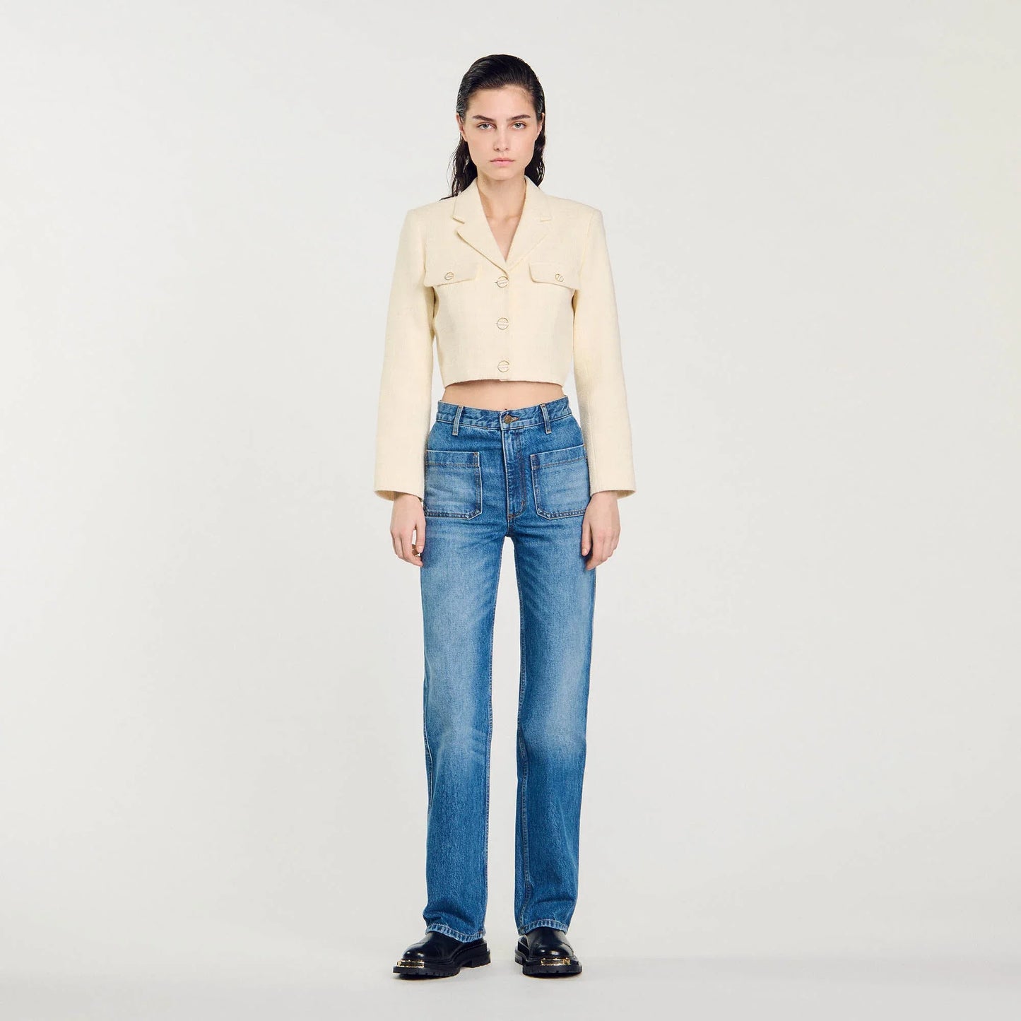 Flared Faded Jeans Blue Jeans