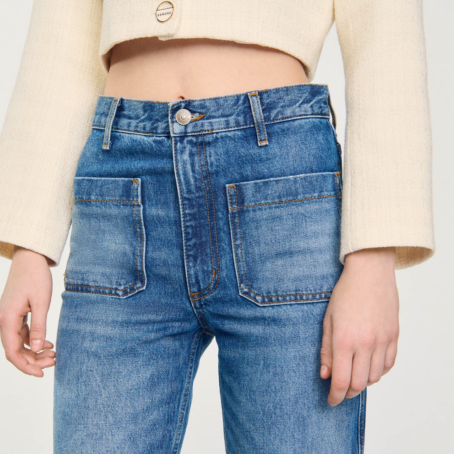 Flared Faded Jeans Blue Jeans