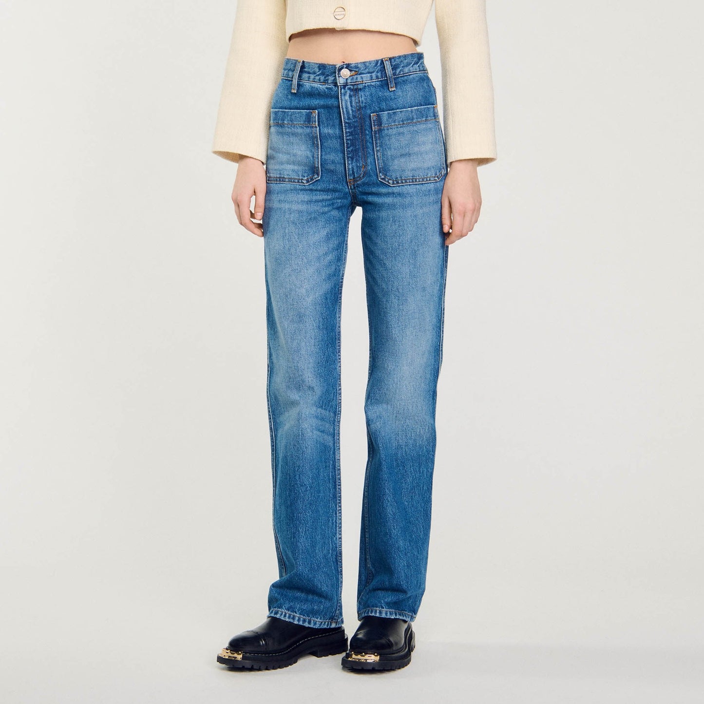 Flared Faded Jeans Blue Jeans