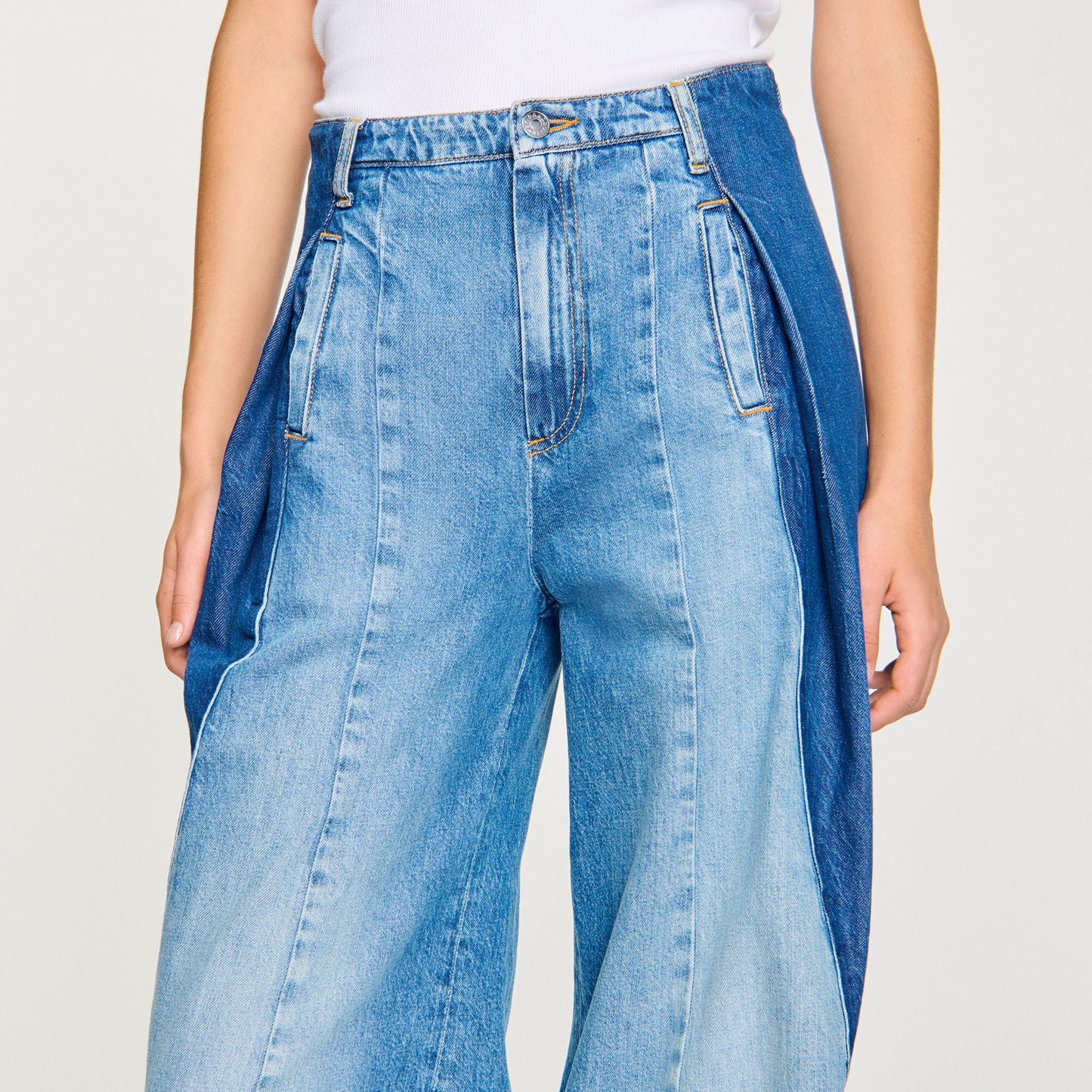 Jeans With Contrasting Panels Blue Jean