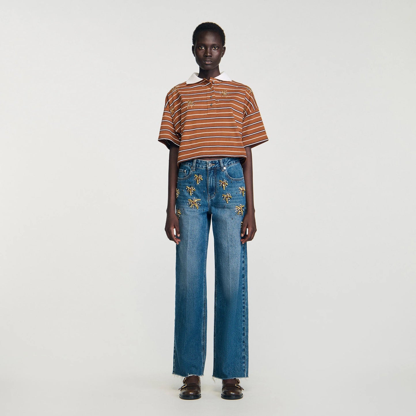 Palmtree Rhinestone Jeans Blue Jean