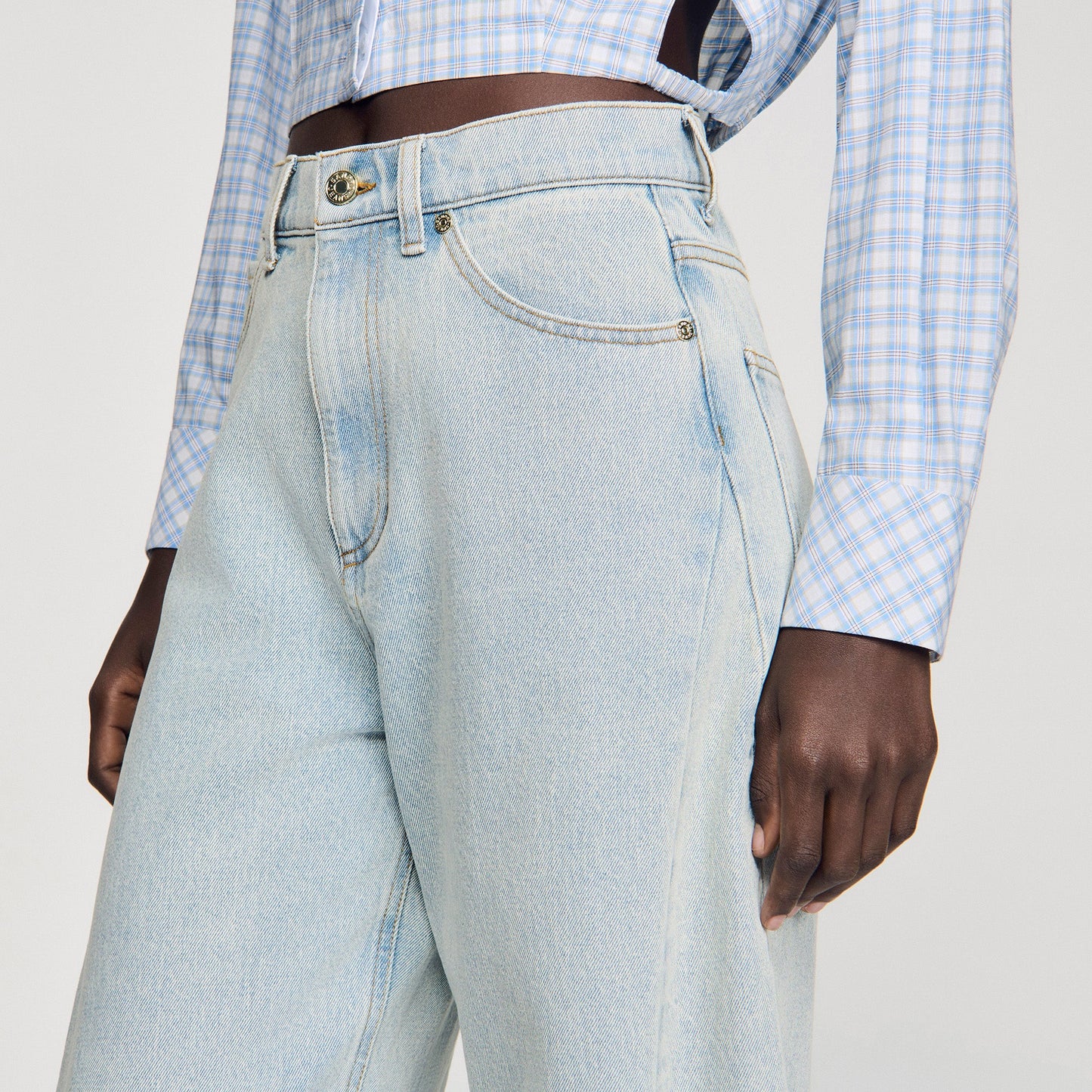 Ethan Faded Barrel Cotton Jeans Sky Blue