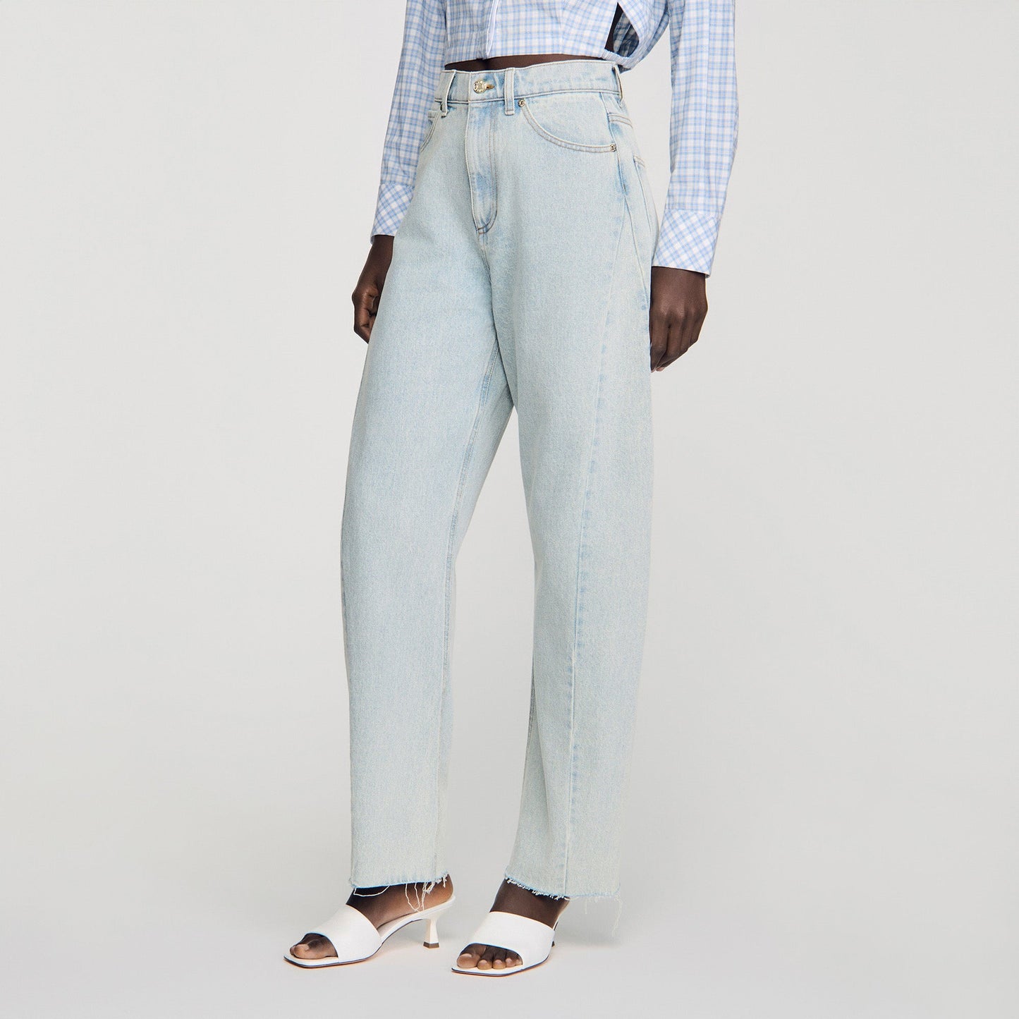 Ethan Faded Barrel Cotton Jeans Sky Blue