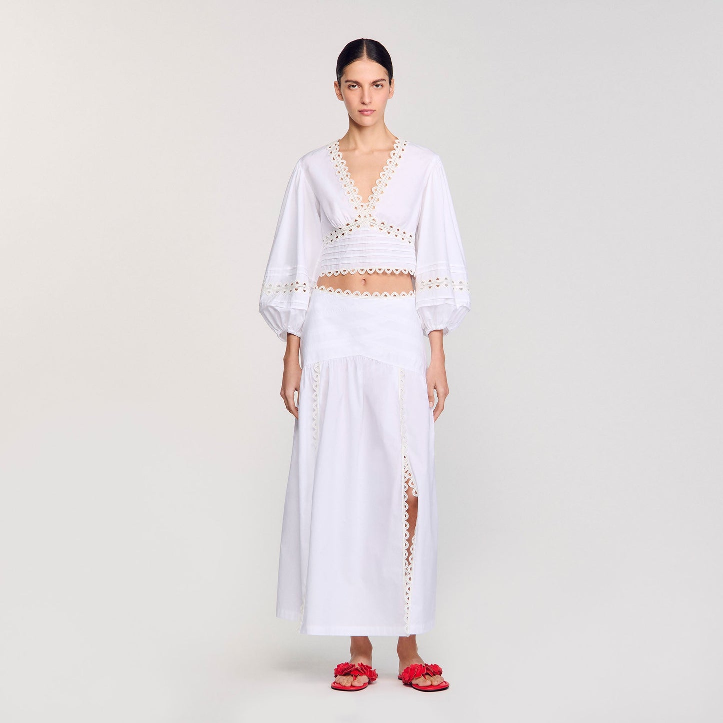 Lace Embroidery Skirt White