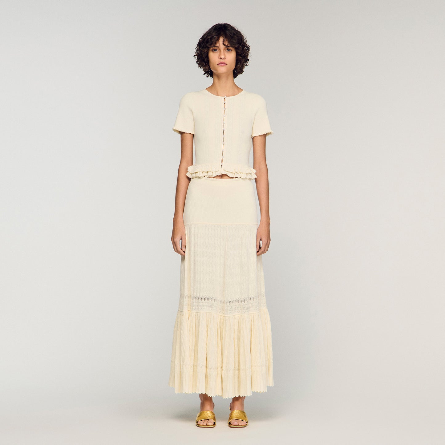 Aria Long Knit Skirt Ecru