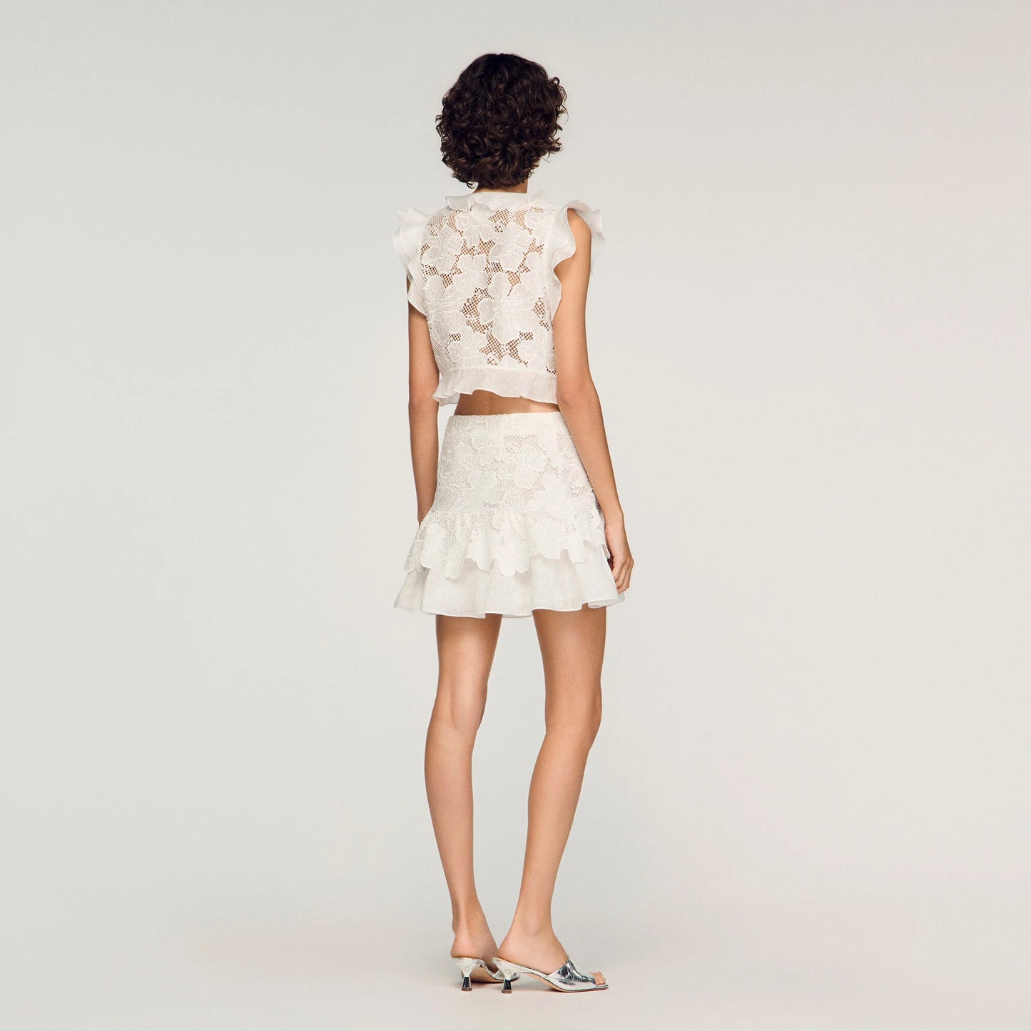 Nayla Short Guipure Skirt White