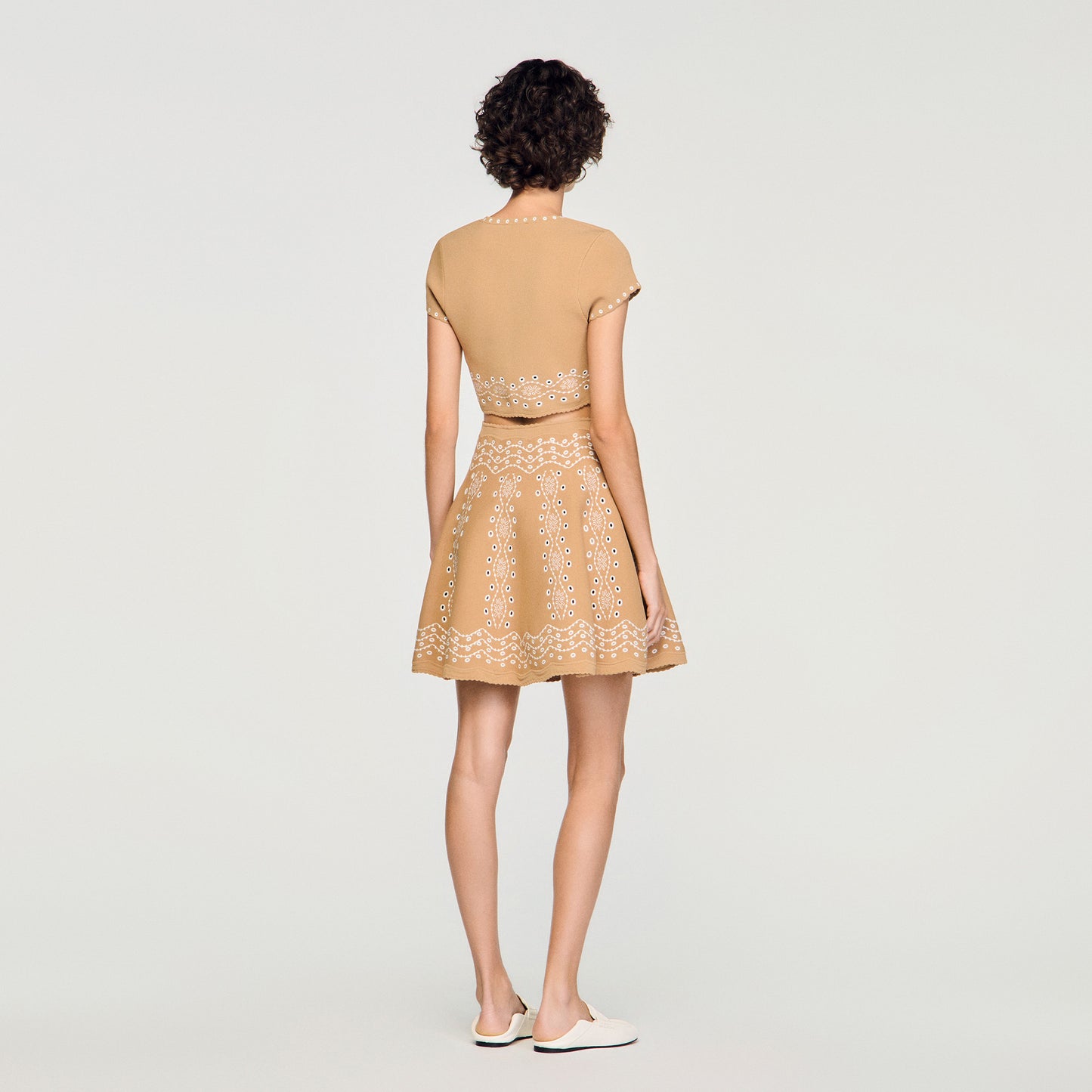 Amalfi Short Skirt With Scarf Embroidery Beige