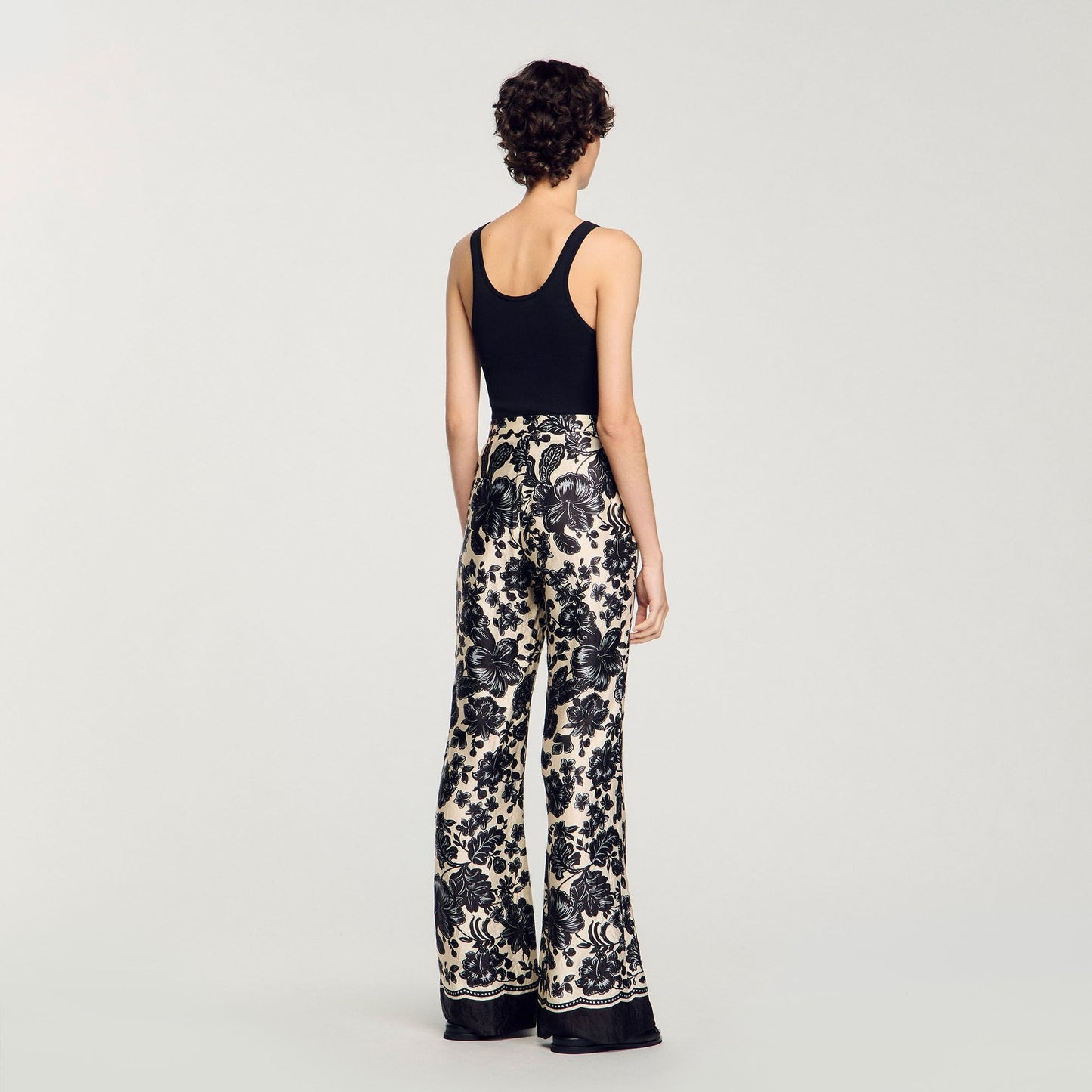 Floral Trousers Ecru / Black