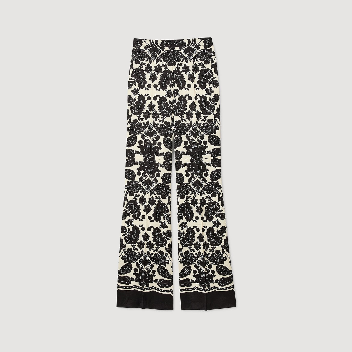 Floral Trousers Ecru / Black