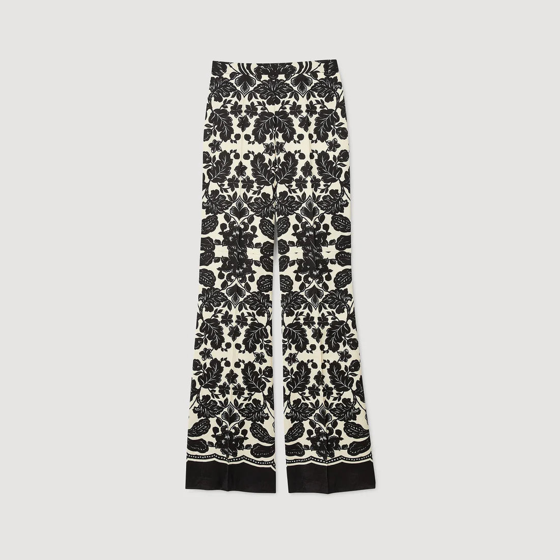 Perel Floral Trousers Ecru / Black
