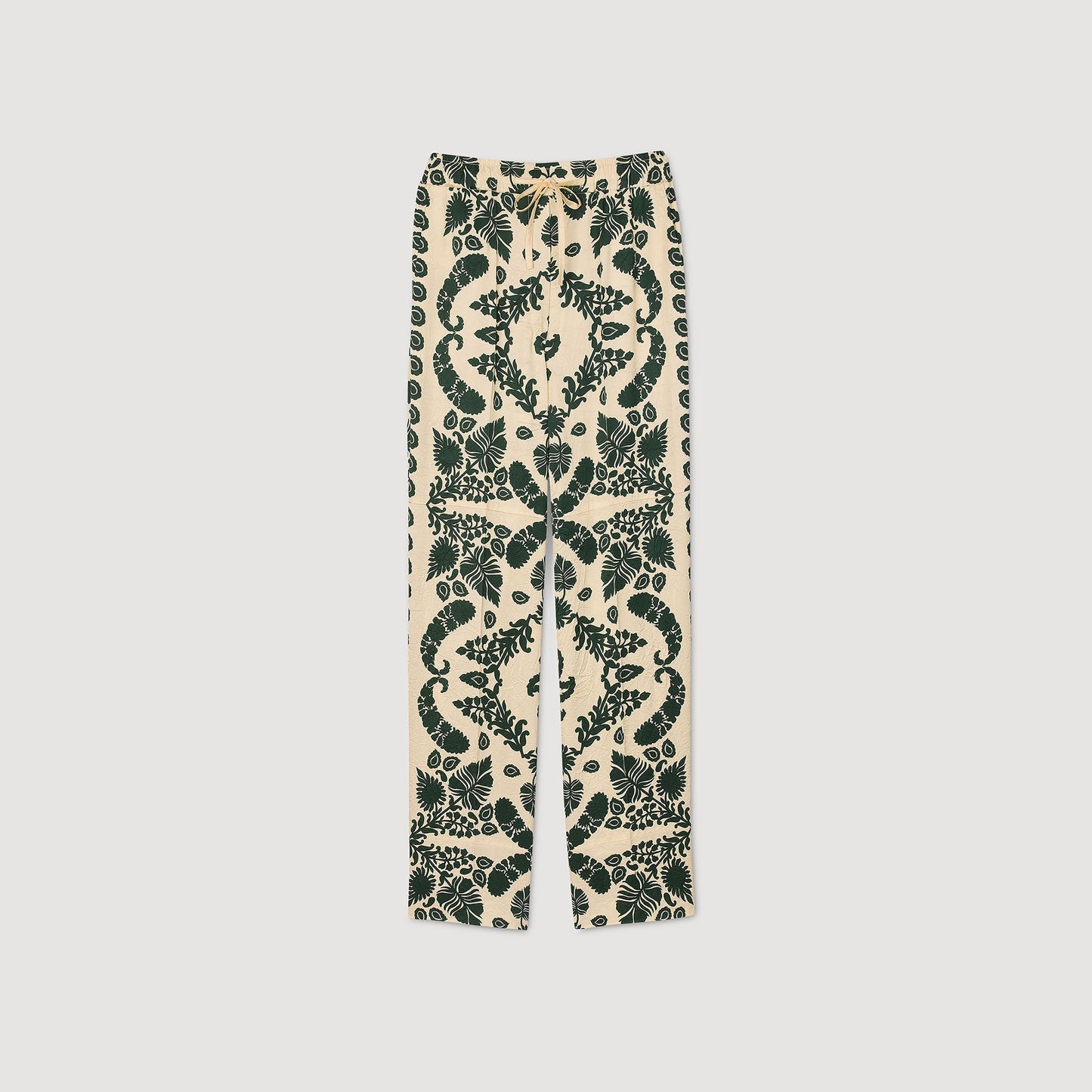 Floral Trousers Ecru / Green