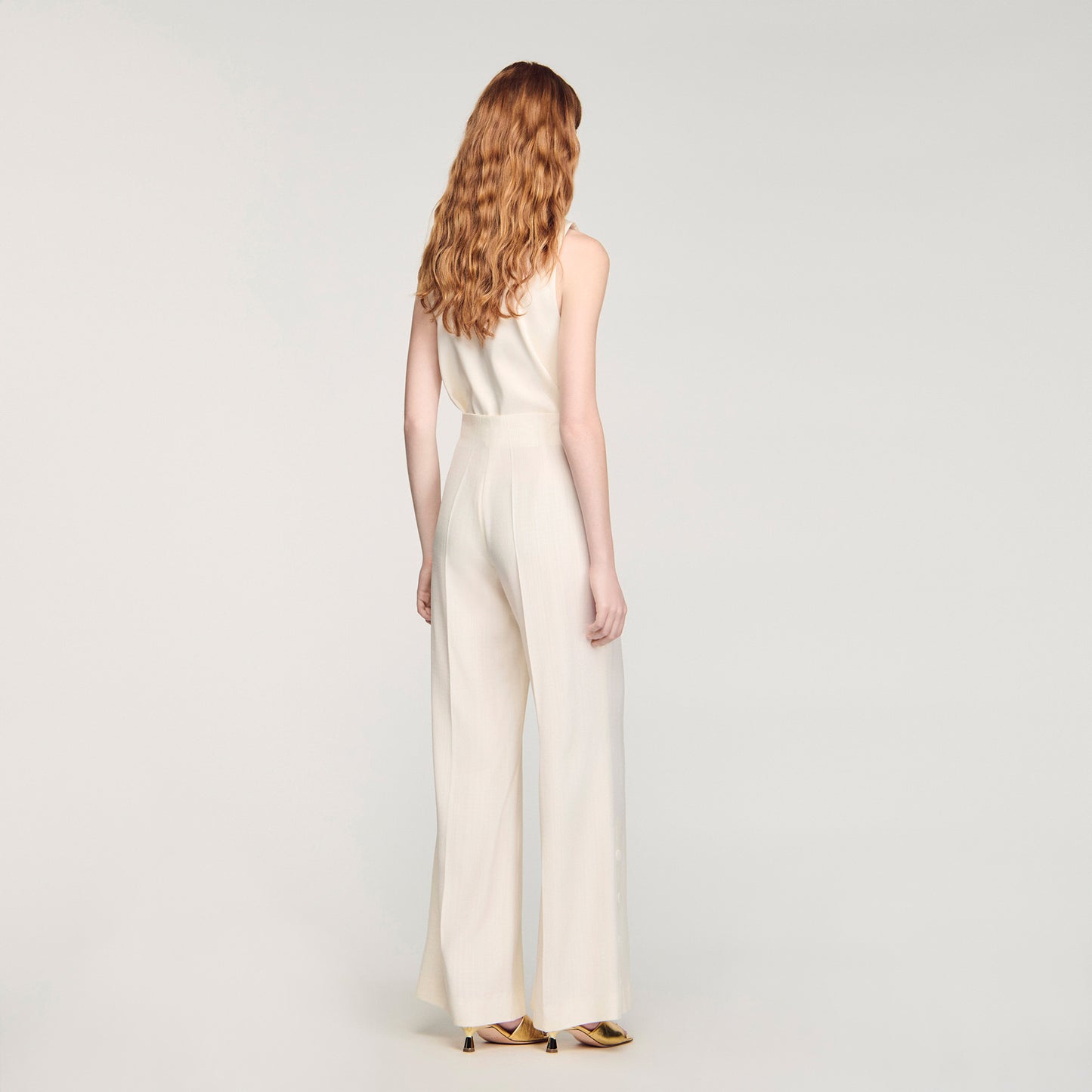 Tobias Buttoned-Slit Straight-Leg Trousers Ecru