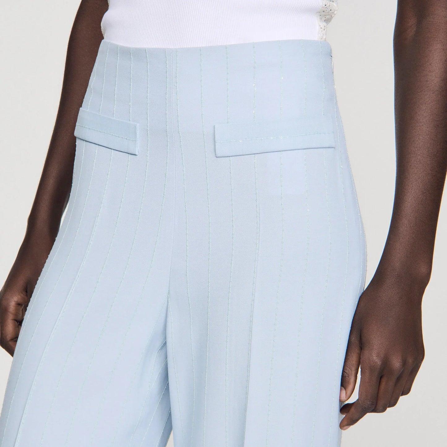 Concorde Striped Sequin Trousers Sky Blue