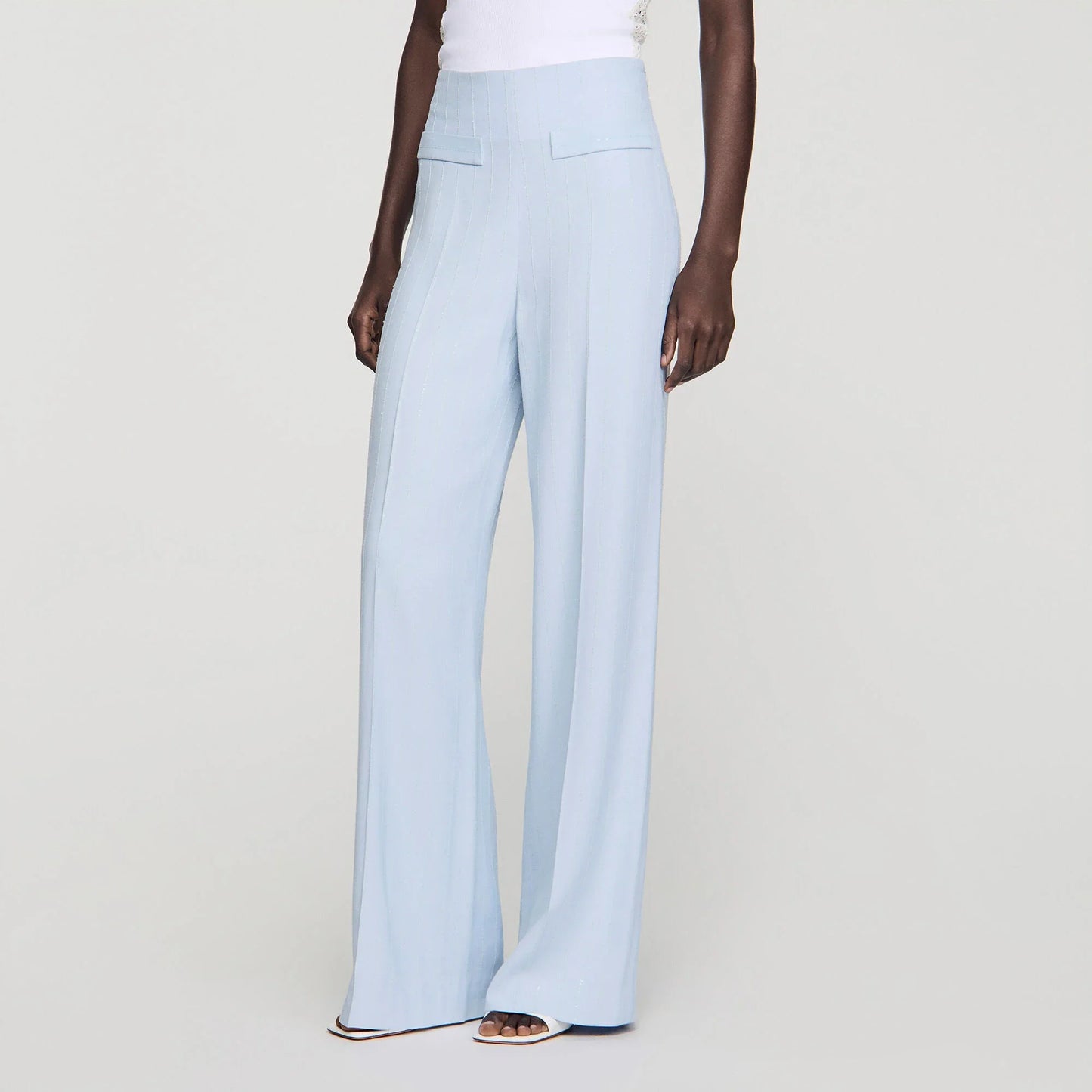 Concorde Striped Sequin Trousers Sky Blue