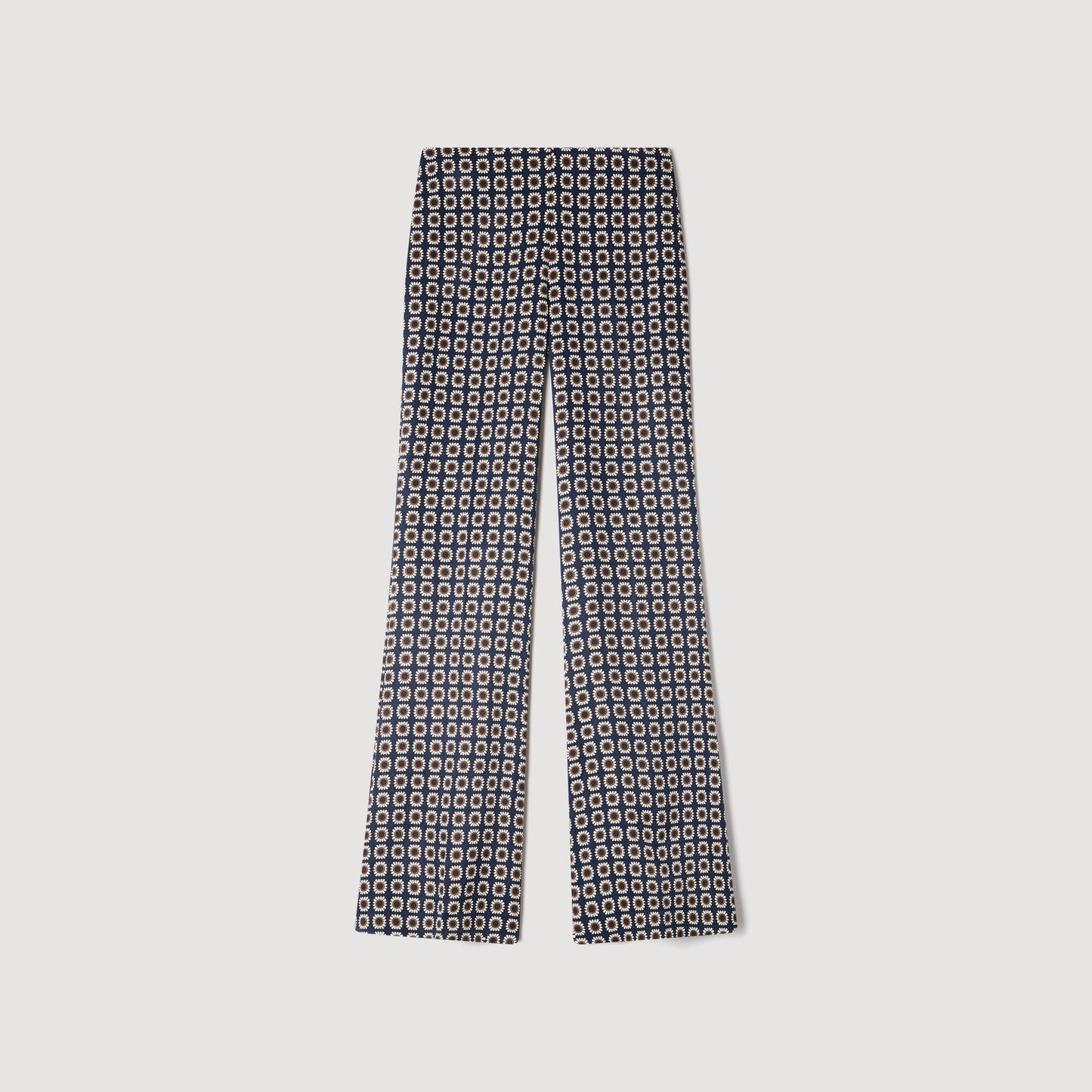 Donovan Floral-Print Floaty Trousers Deep Blue / Ocher