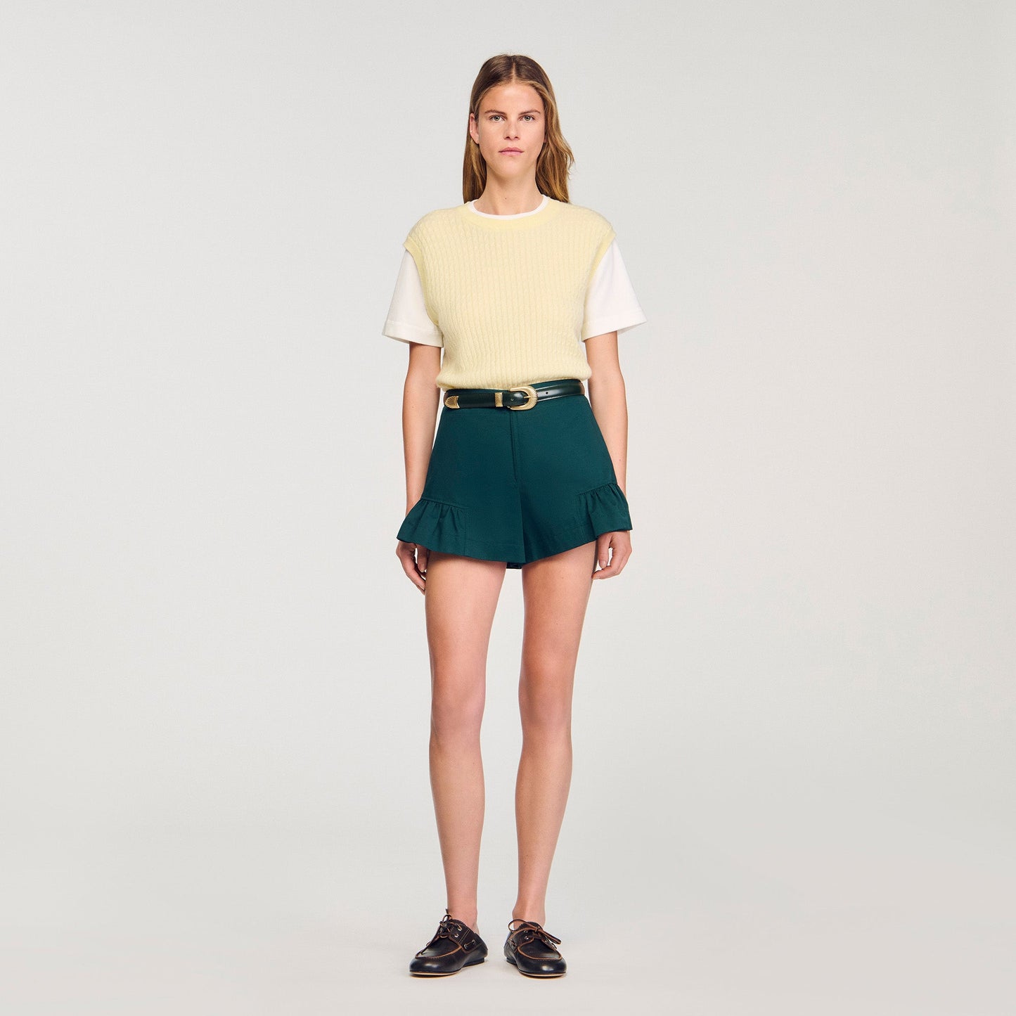 Dual Material Knit Jumper Light Yellow