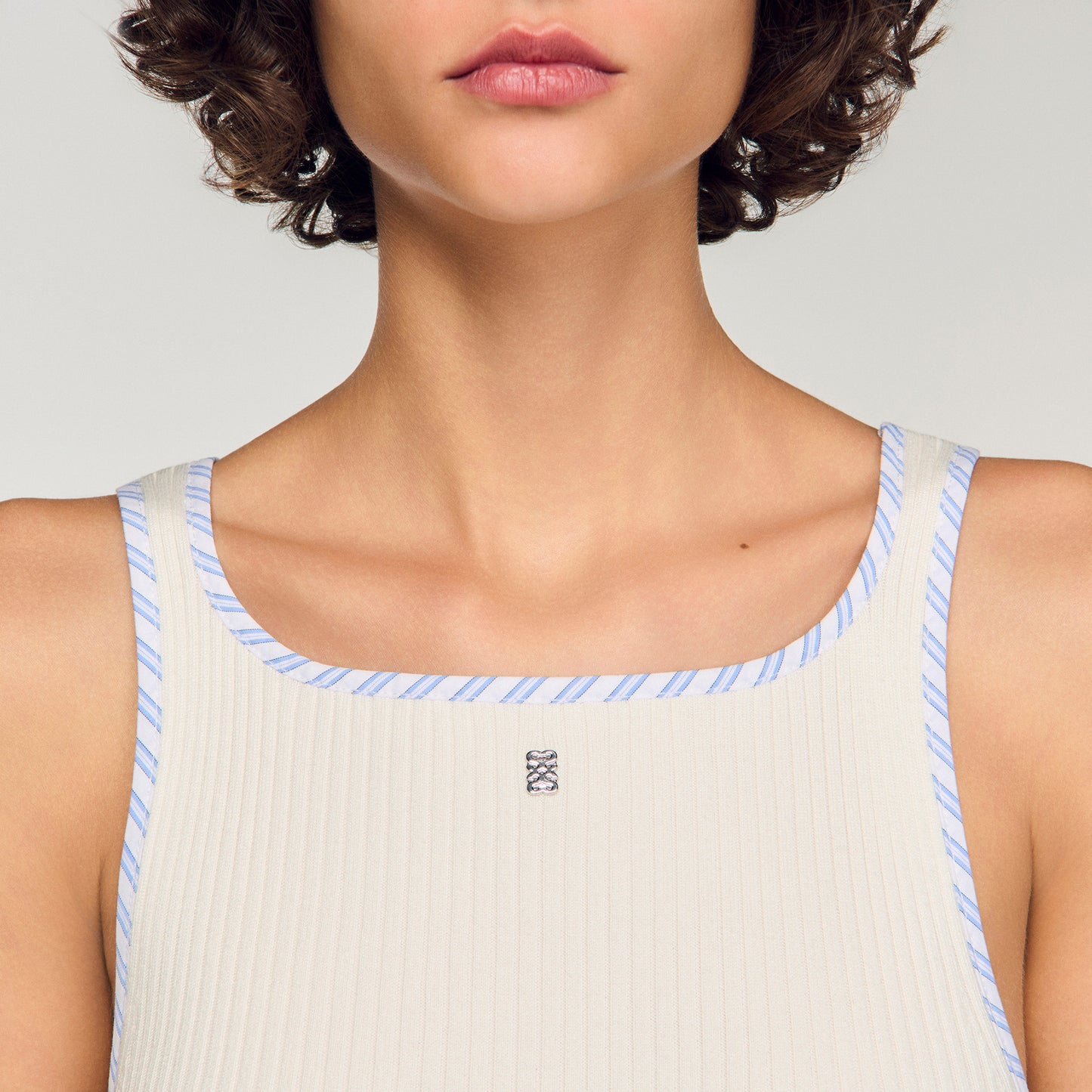 Mimi Ribbed Vest Top Ecru
