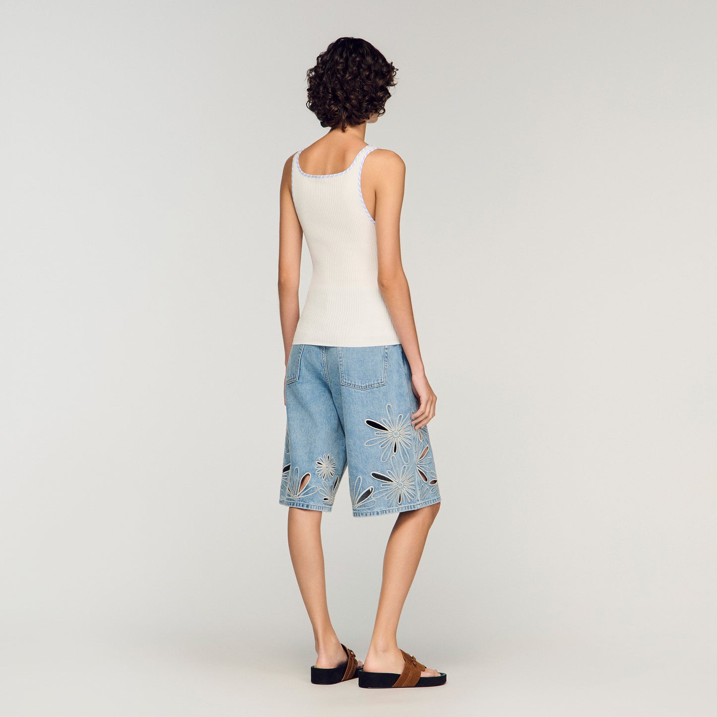 Mimi Ribbed Vest Top Ecru